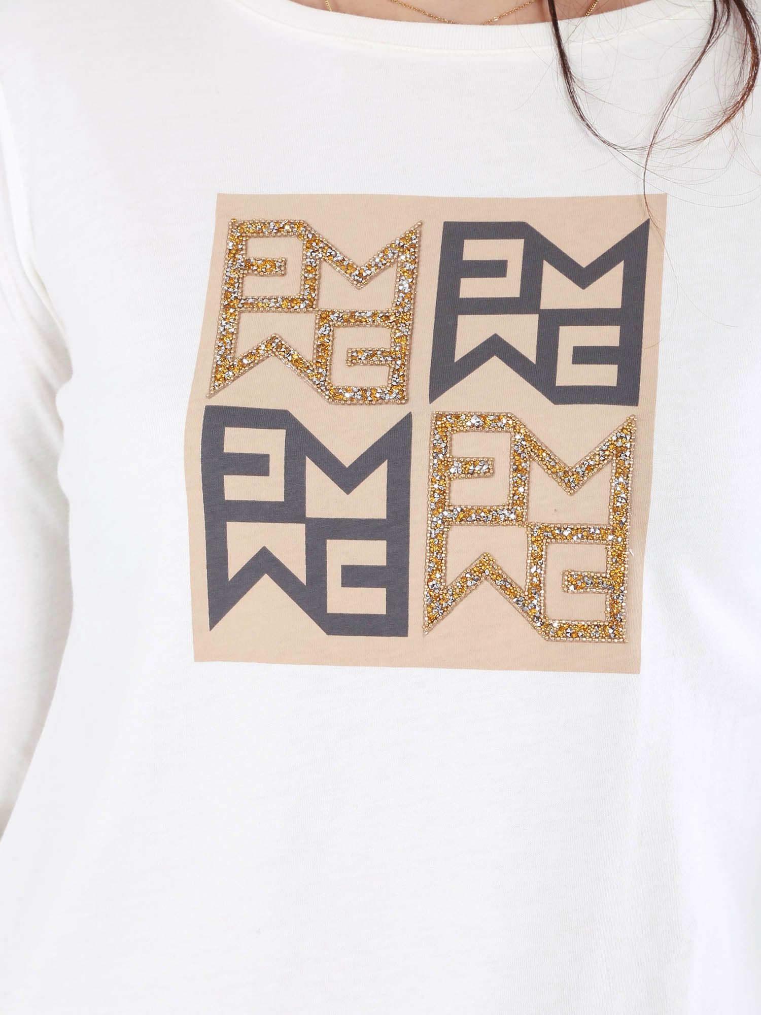 T-shirt Bianco Beige Emme Marella