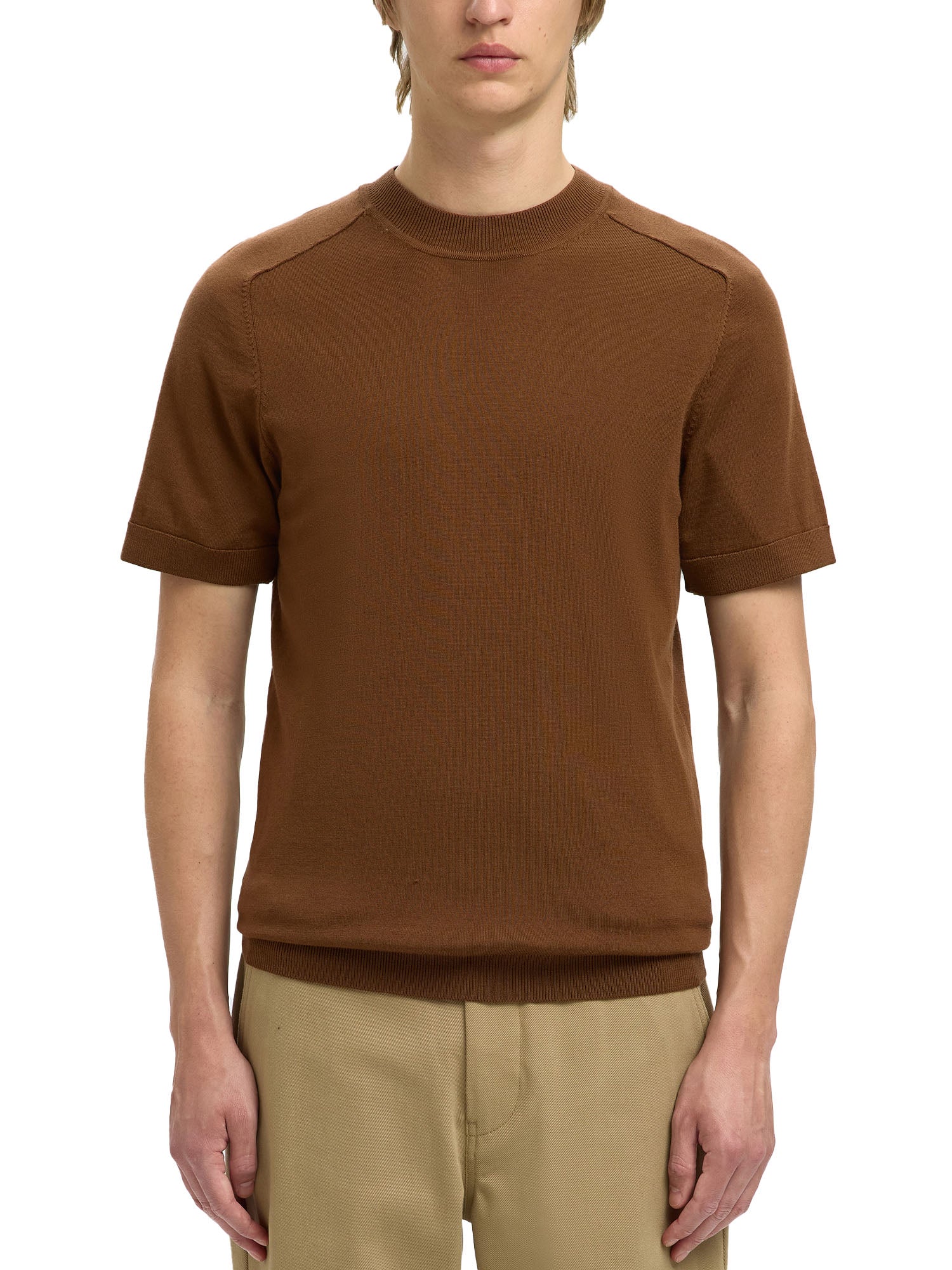 T-shirt Marrone Selected Homme Black