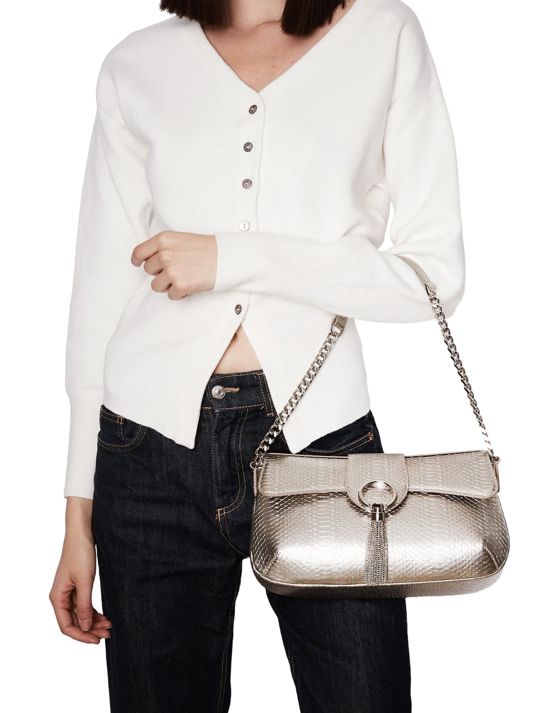 Tracolla Argentato Tosca Blu