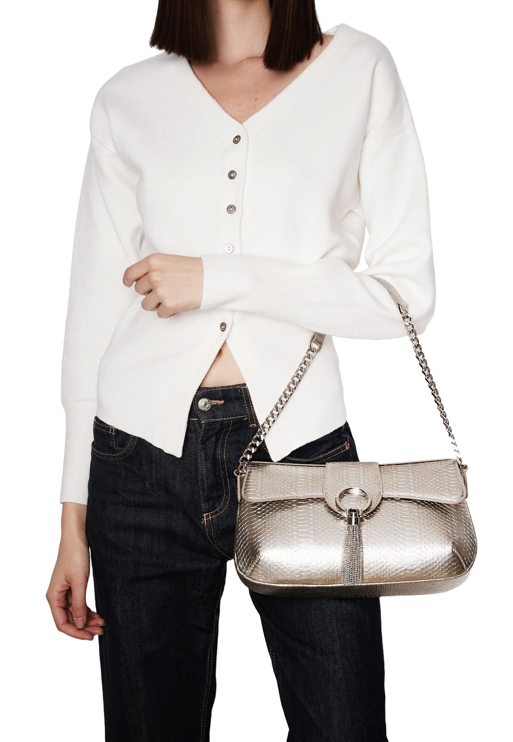 Tracolla Argentato Tosca Blu