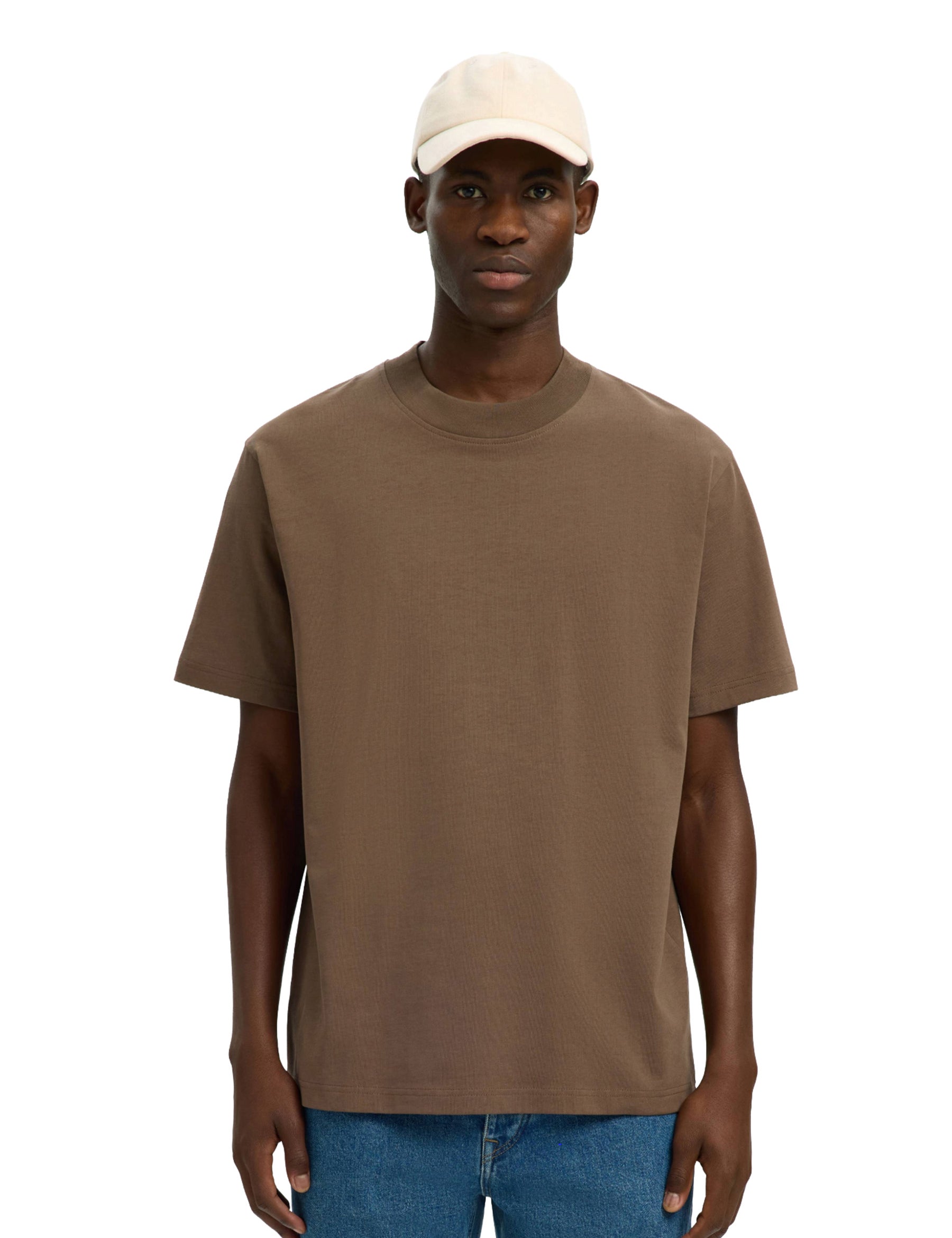 T-shirt Marrone Selected Homme Black
