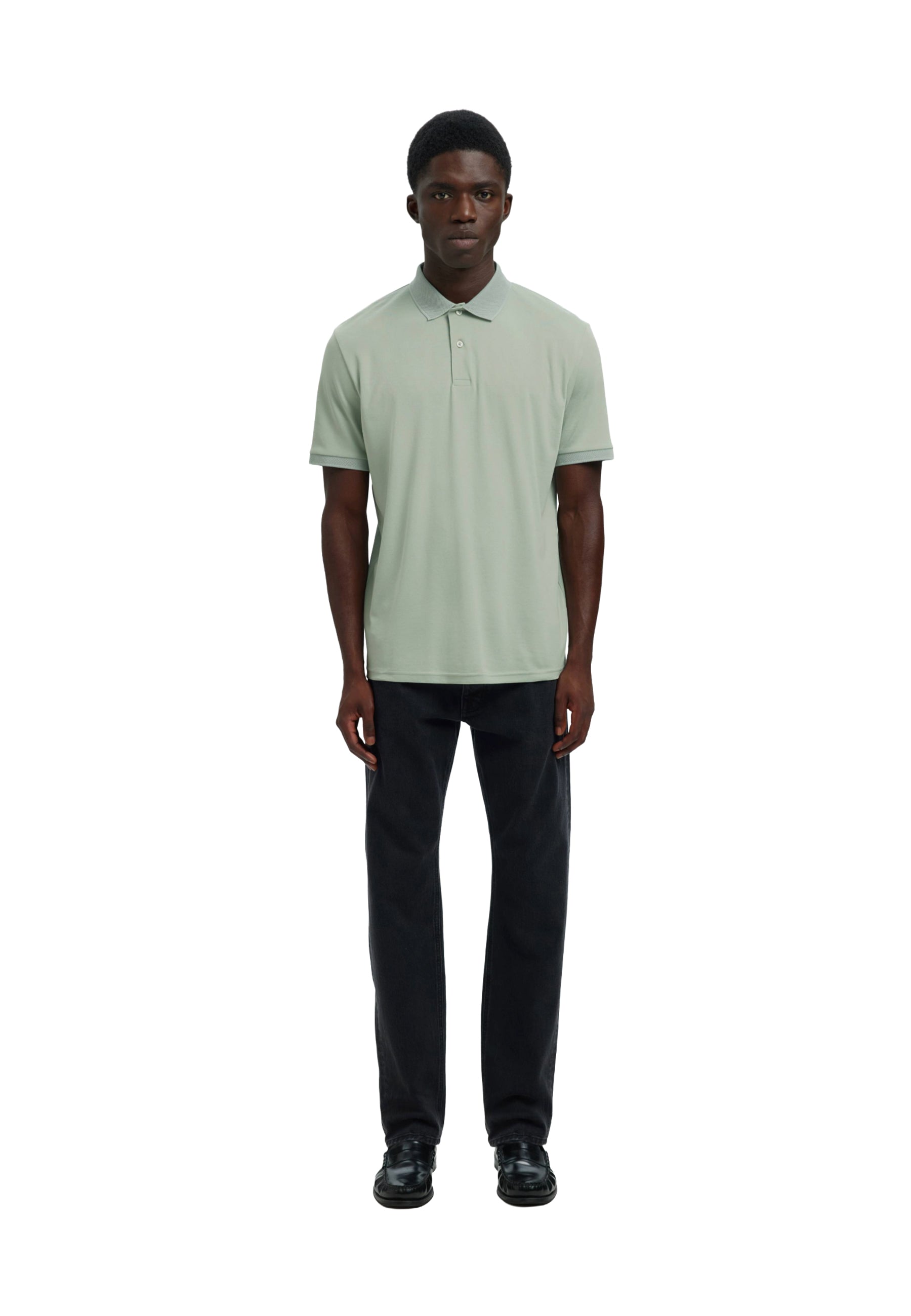 Polo Verde Selected Homme Black