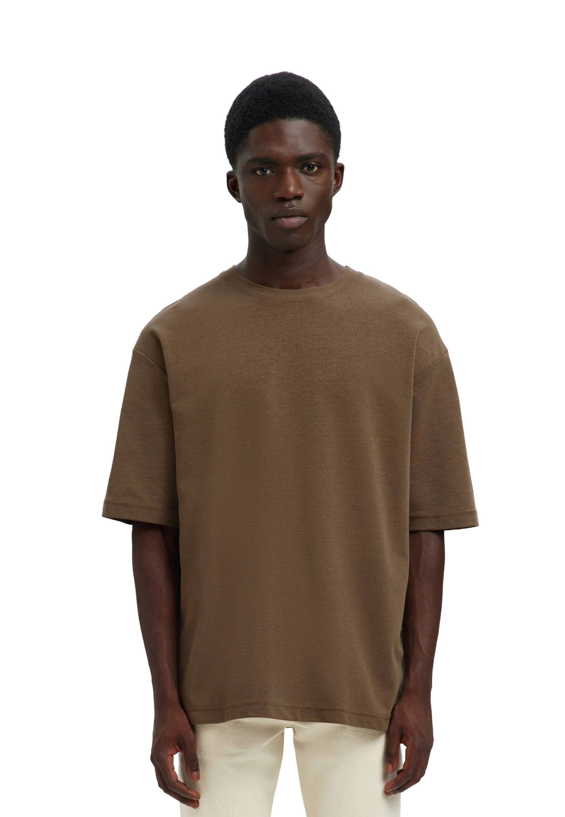 T-shirt Marrone Selected Homme Black