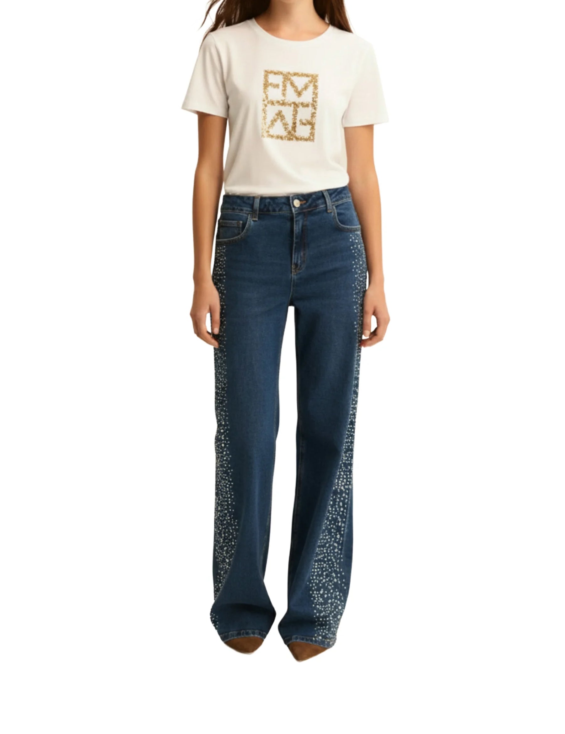 T-shirt Bianco Dorato Emme Marella
