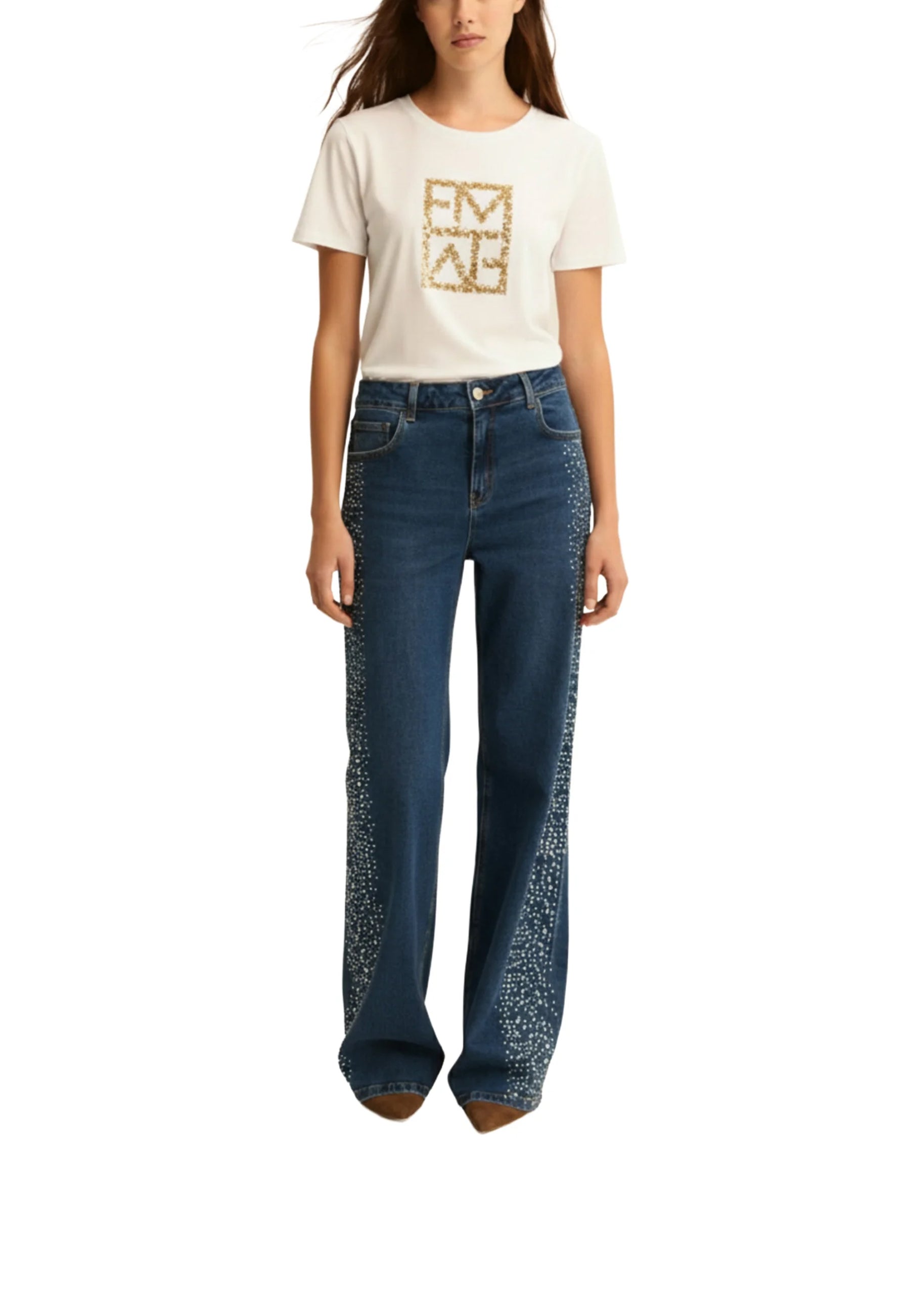 T-shirt Bianco Dorato Emme Marella