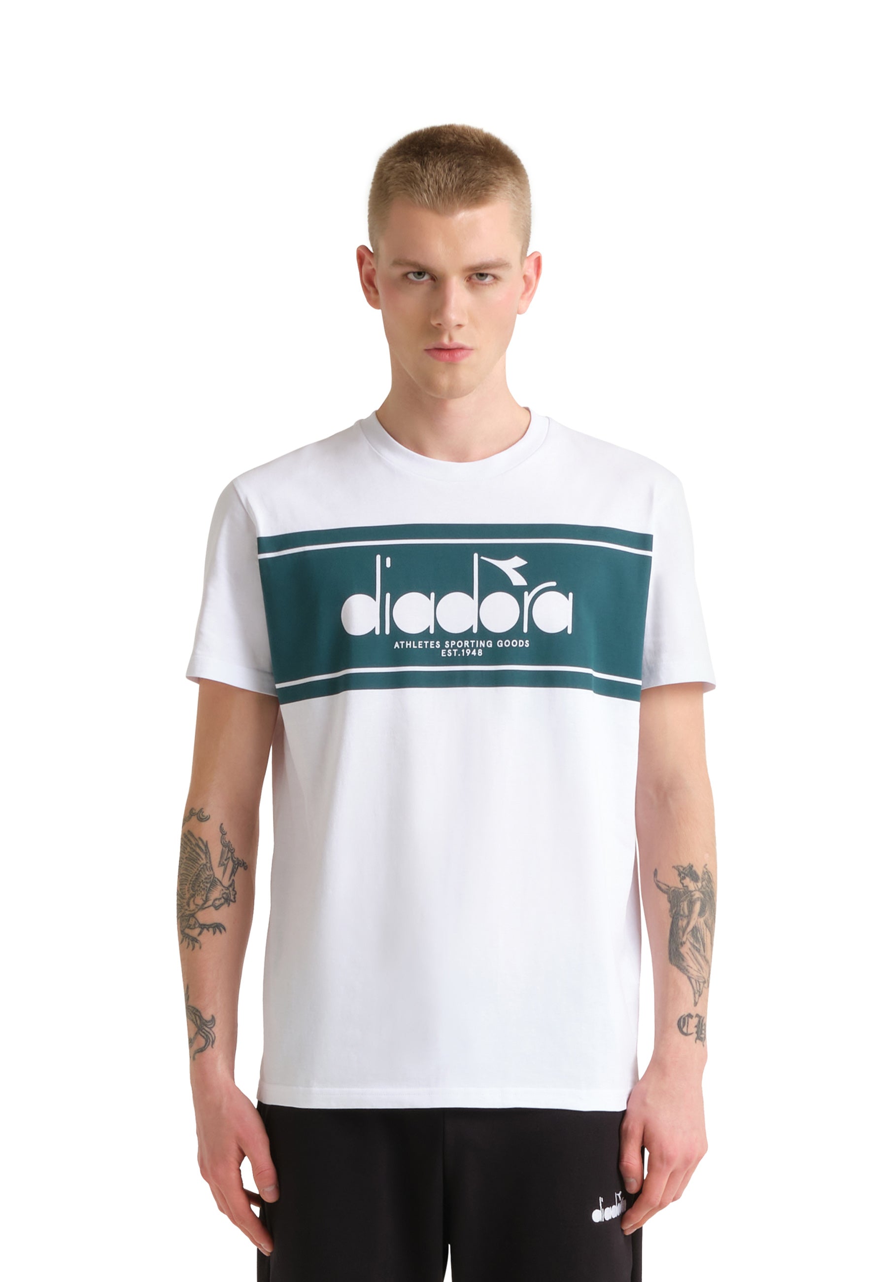 T-shirt Bianco Verde Diadora