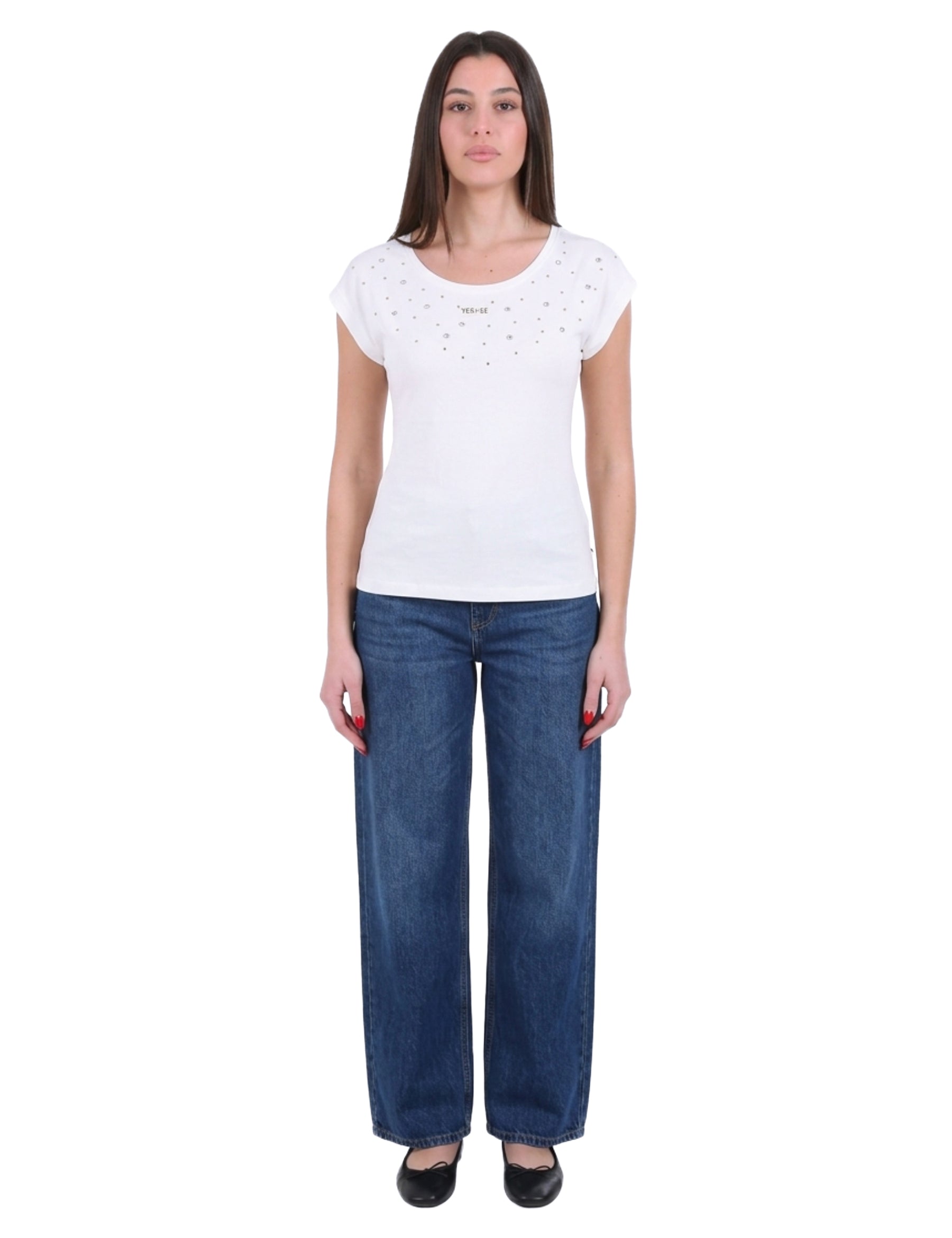 T-shirt Bianco Dorato Yes-zee