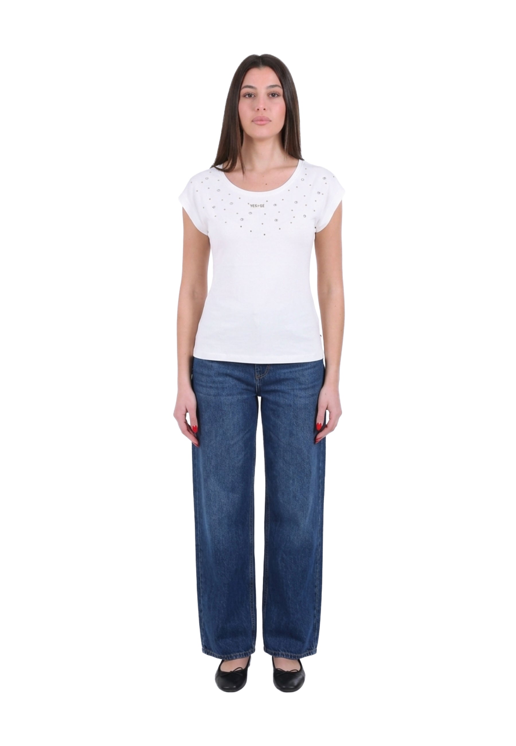 T-shirt Bianco Dorato Yes-zee