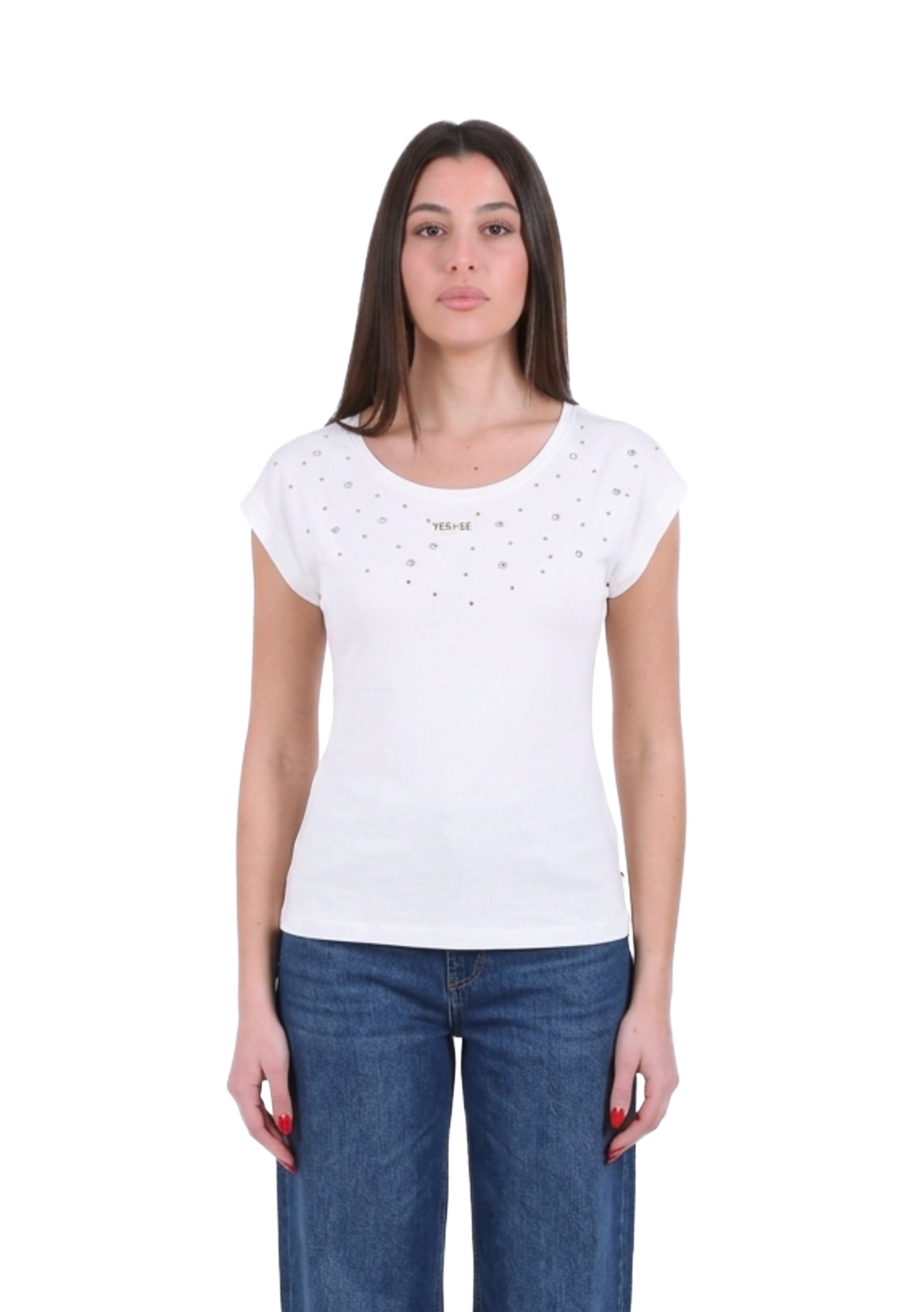 T-shirt Bianco Dorato Yes-zee