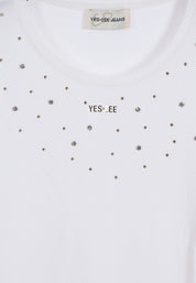 T-shirt Bianco Dorato Yes-zee