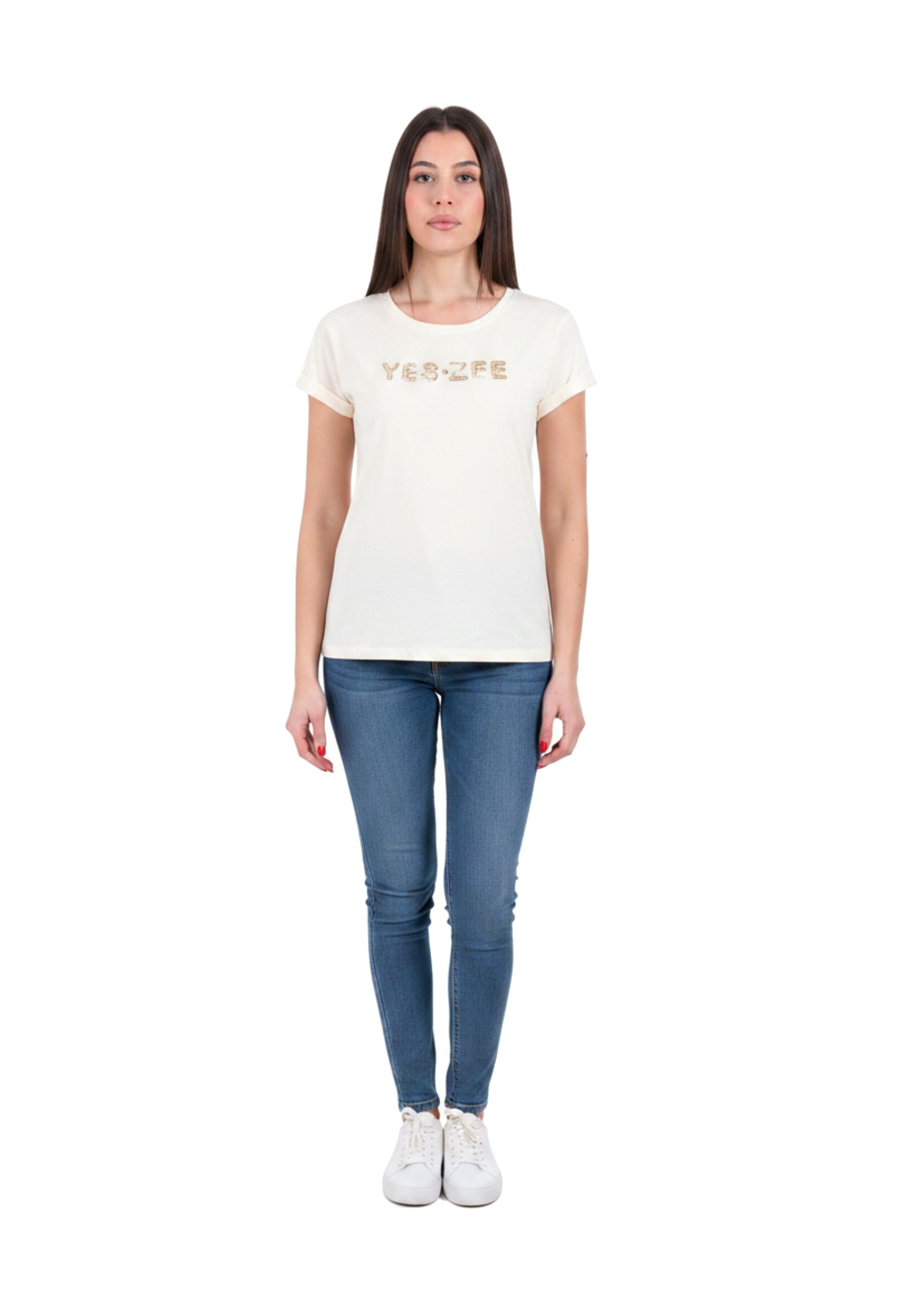 T-shirt Avorio Yes-zee