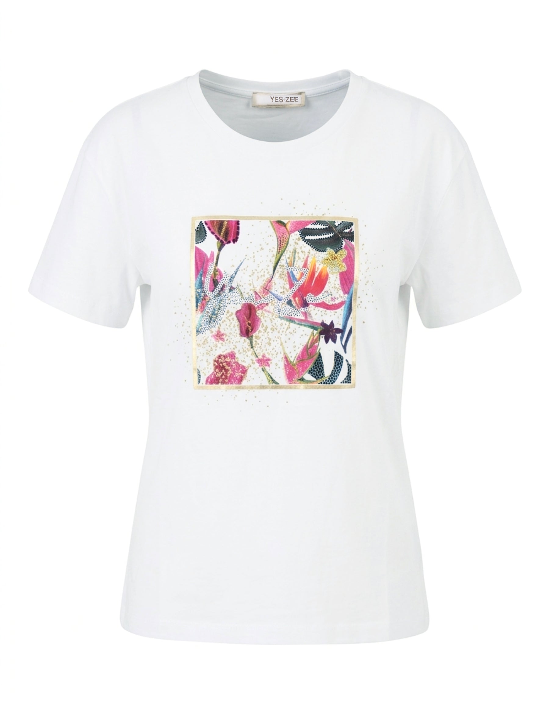 T-shirt Bianco Rosa Yes-zee