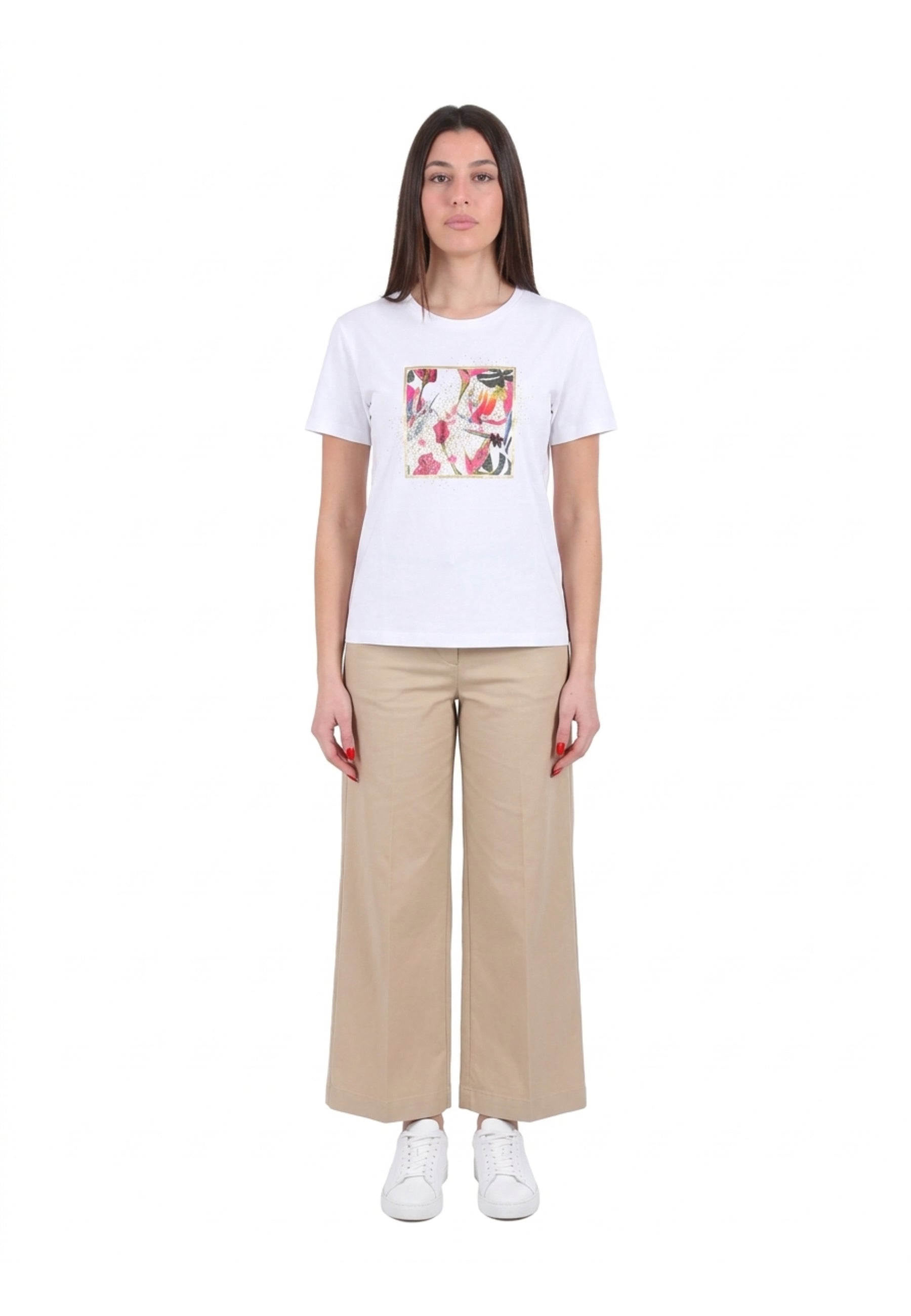 T-shirt Bianco Rosa Yes-zee