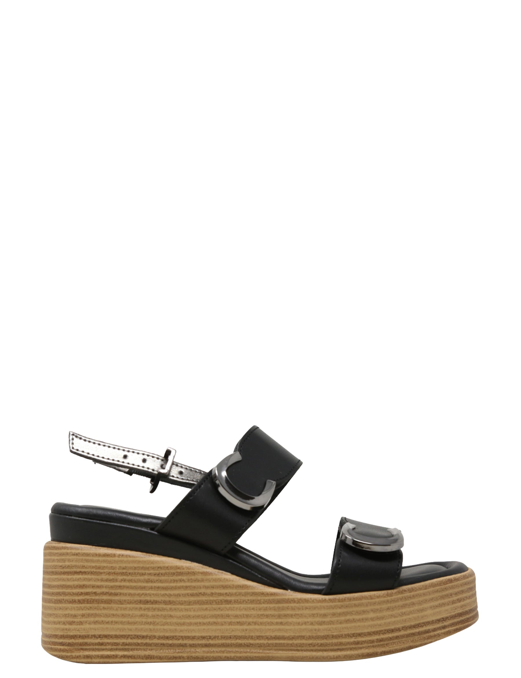 Sandali zeppa Nero Valleverde