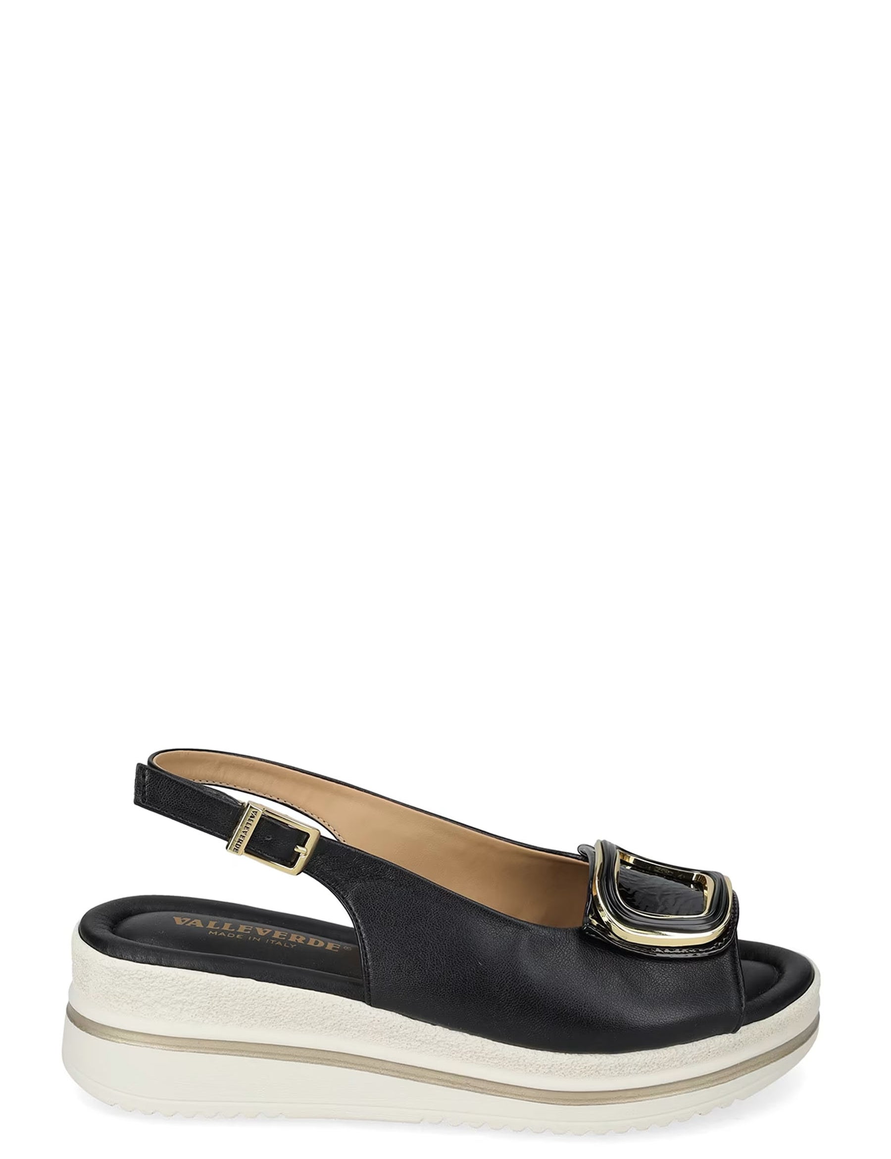 Sandali zeppa Nero Bianco Valleverde