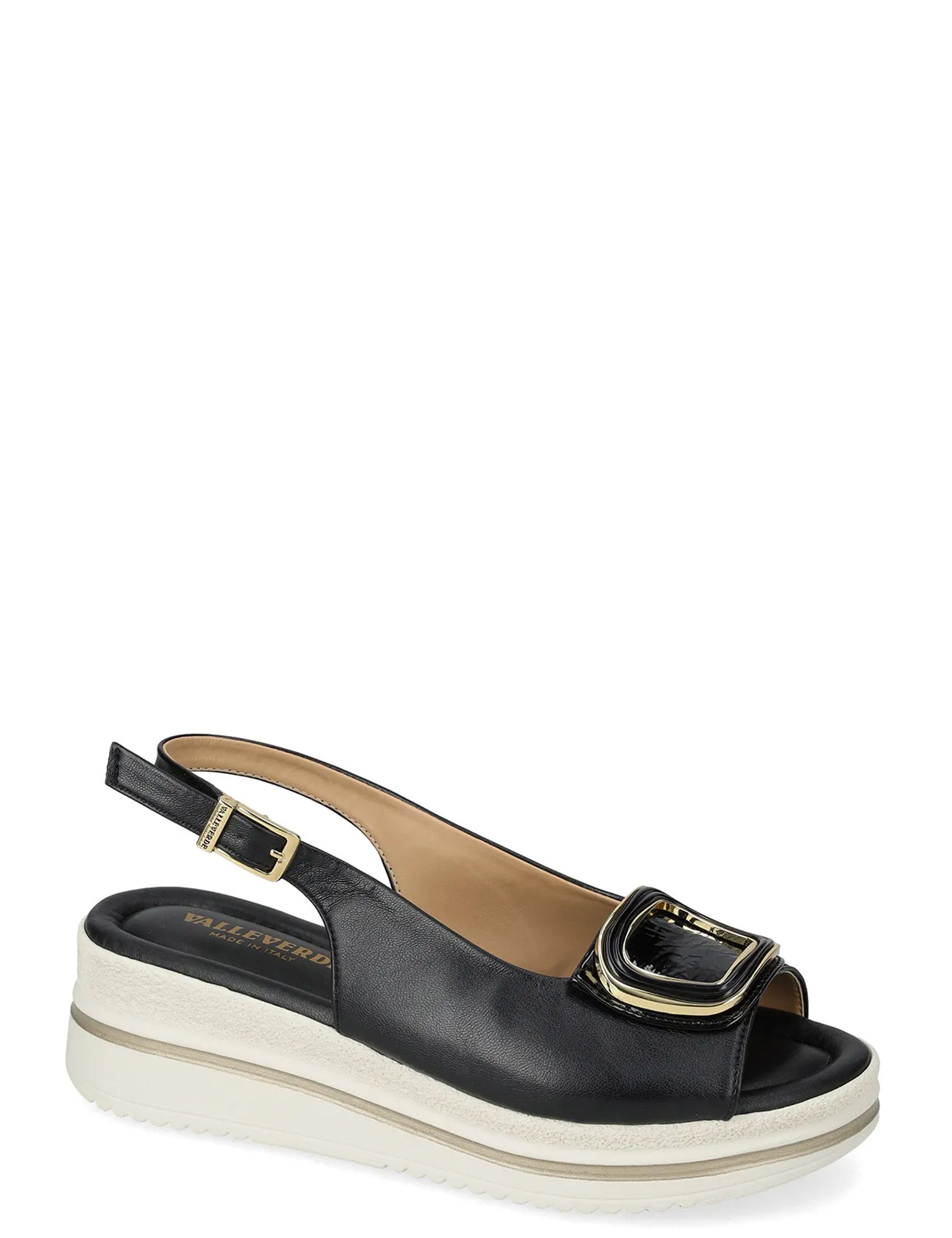 Sandali zeppa Nero Bianco Valleverde