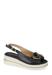 Sandali zeppa Nero Bianco Valleverde