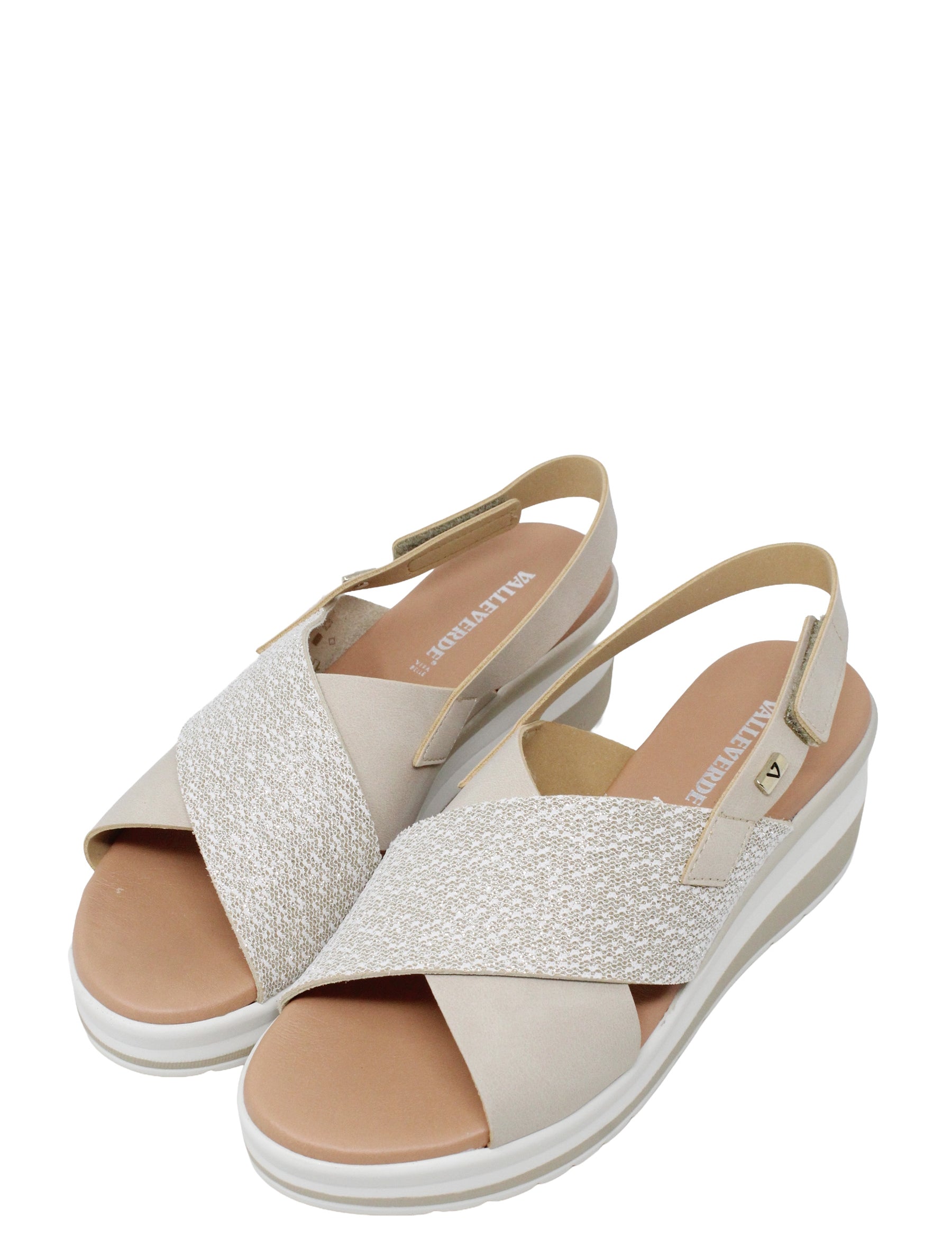 Sandali zeppa Beige Valleverde