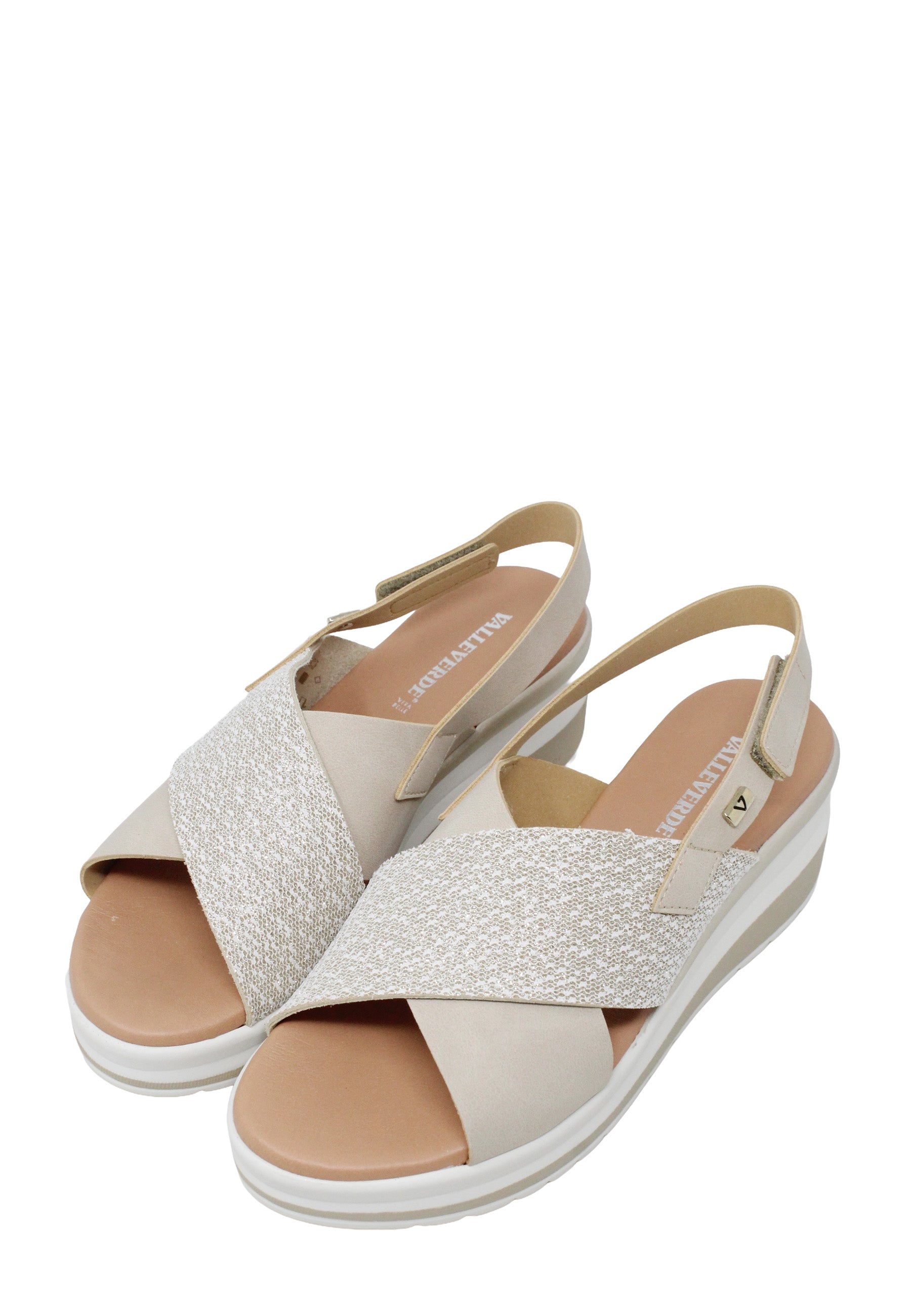 Sandali zeppa Beige Valleverde