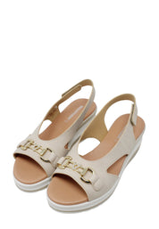 Sandali zeppa Beige Valleverde