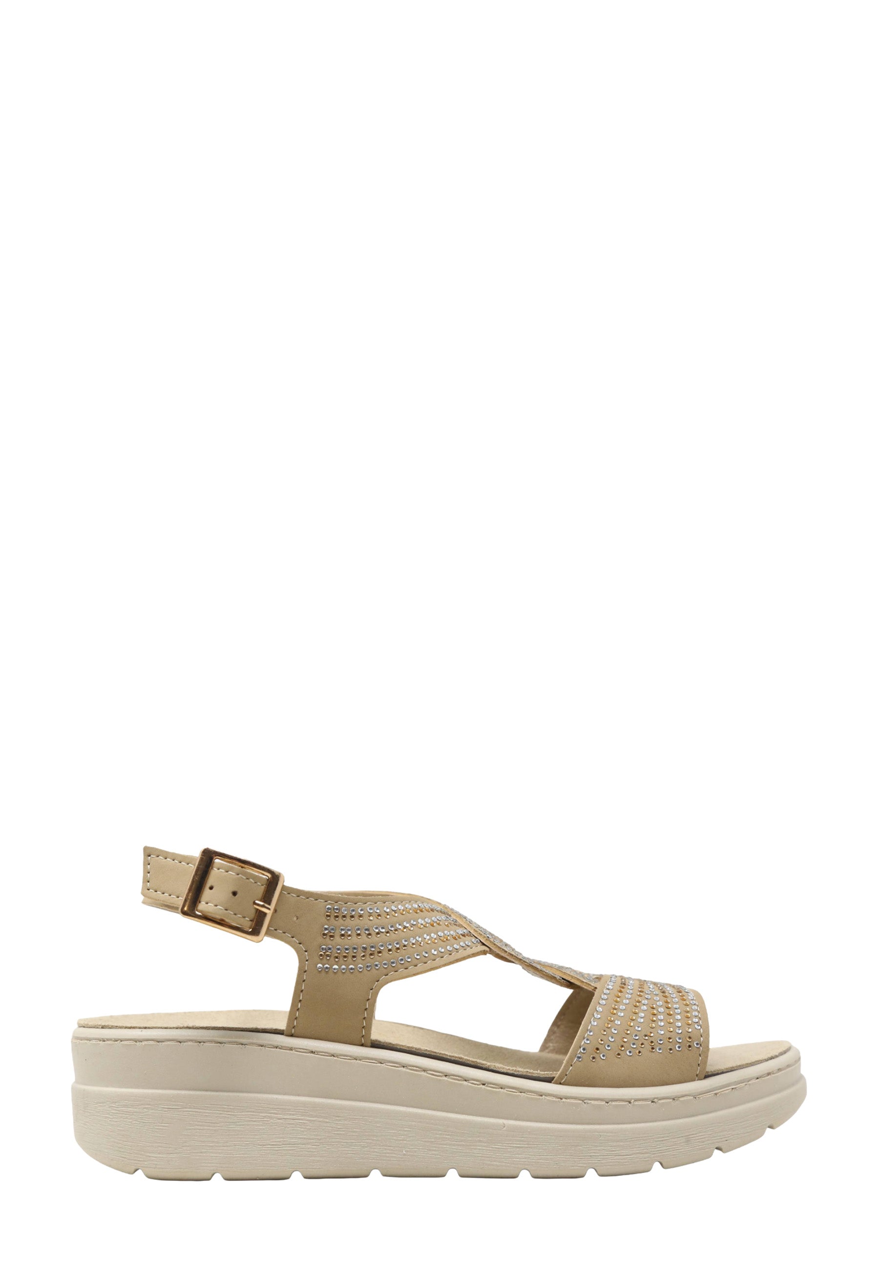 Sandali zeppa Beige Valleverde