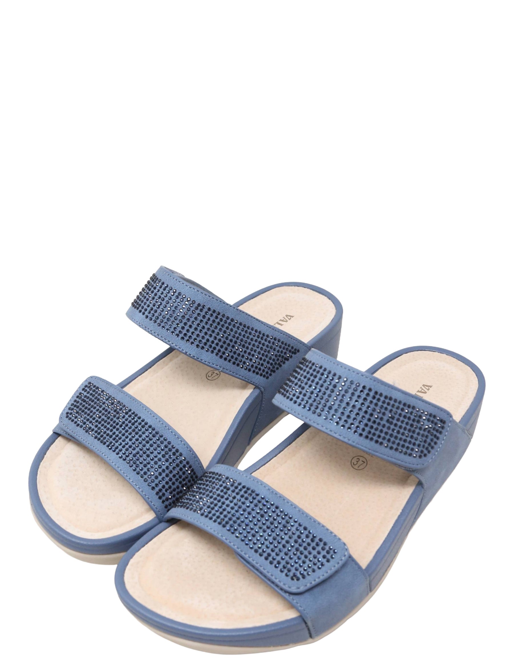 Sandali con strappi Blu Valleverde