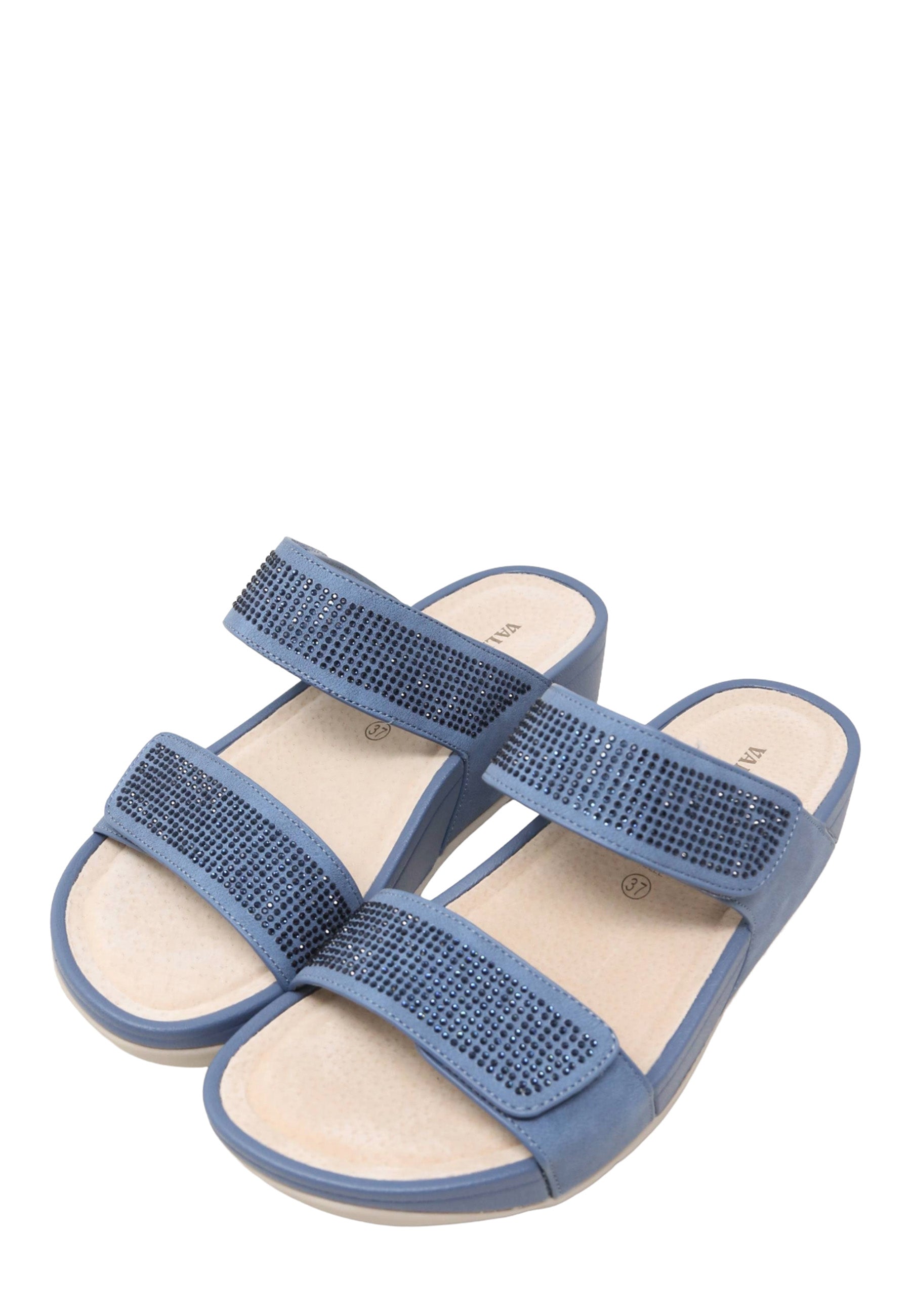 Sandali con strappi Blu Valleverde
