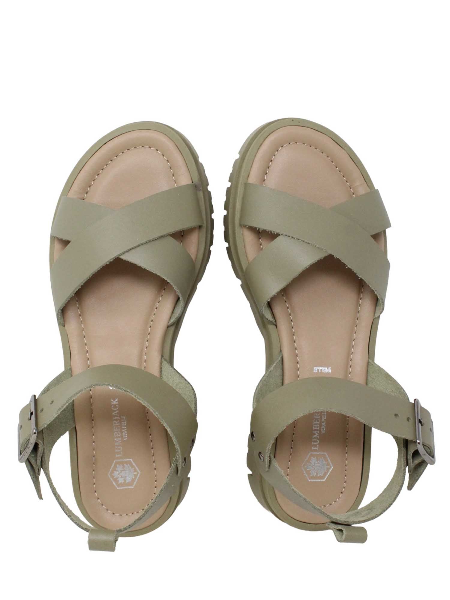 Sandali zeppa Verde Lumberjack
