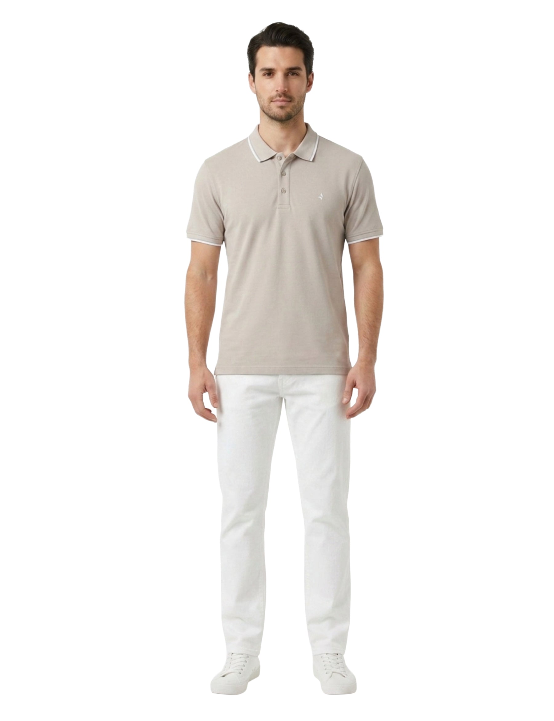 Polo Beige Bianco Navigare