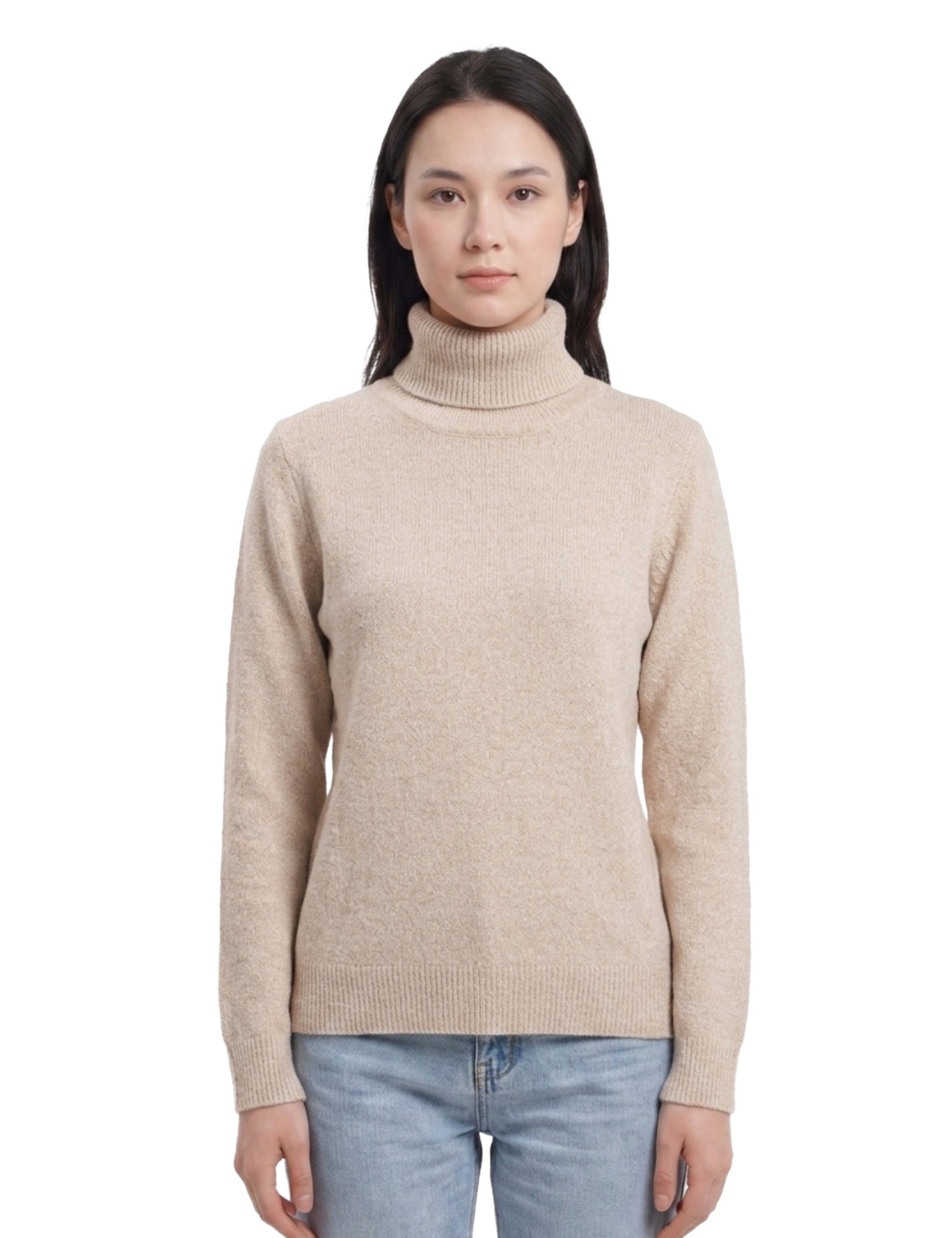 Maglia a collo alto Beige Yes-zee