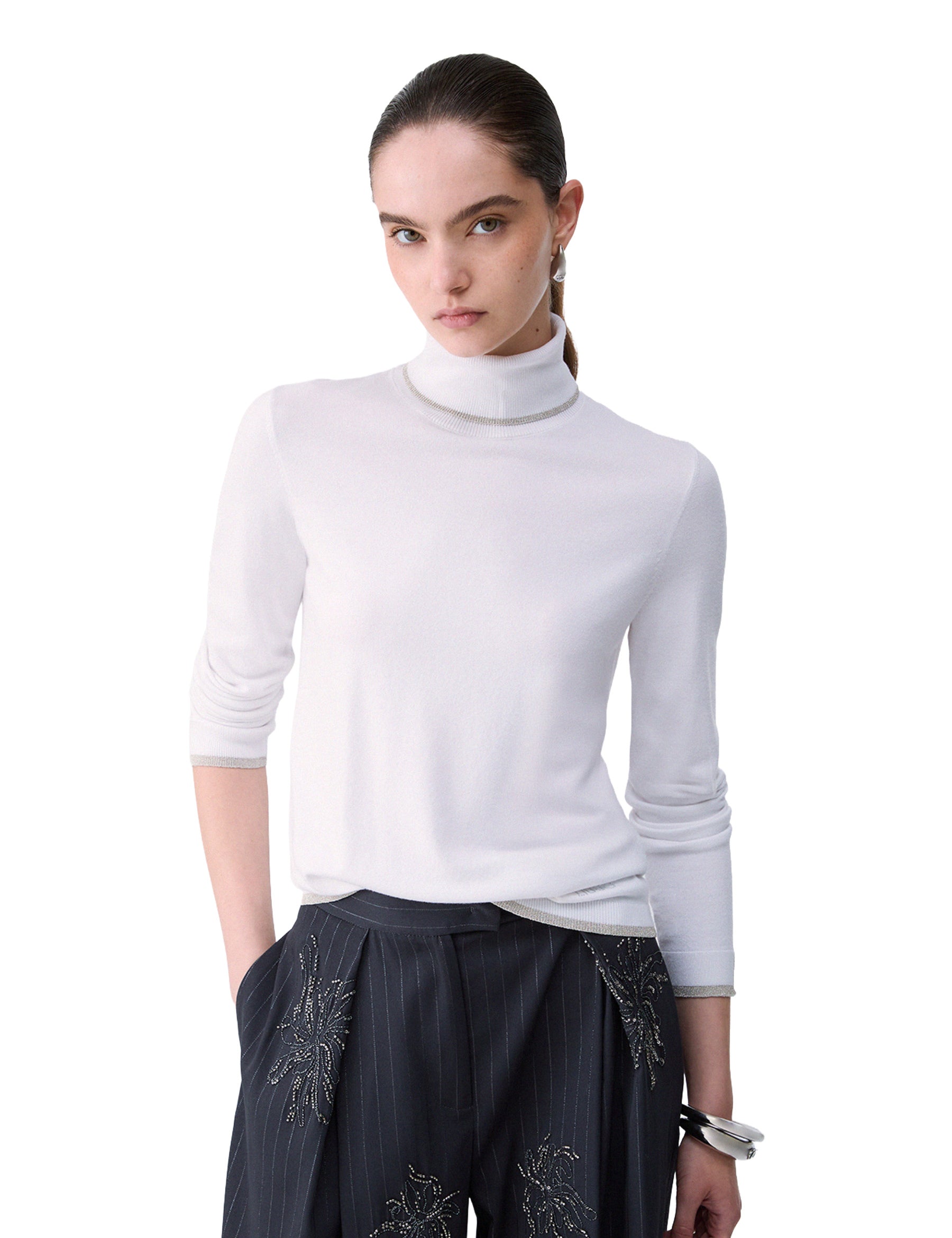 Maglia a collo alto Bianco Liu-jo