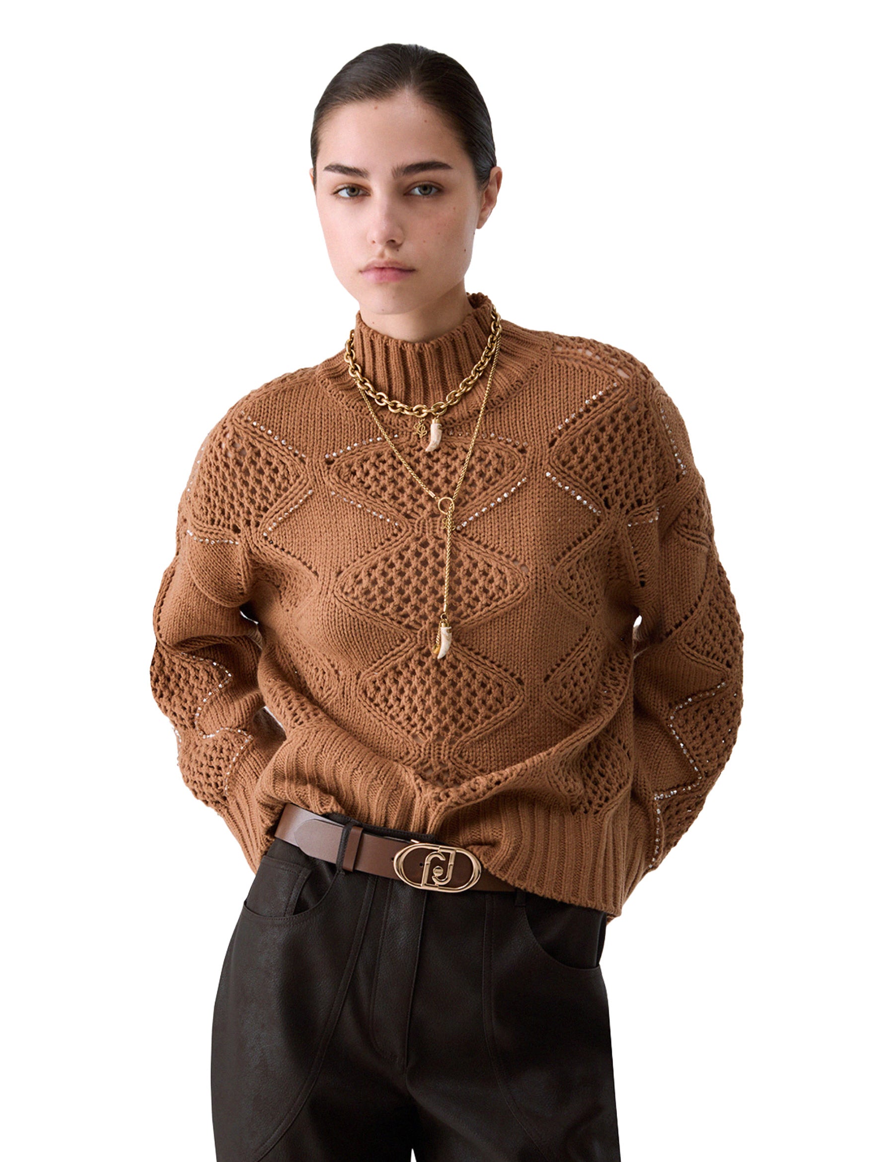 Maglia a collo alto Beige Liu-jo