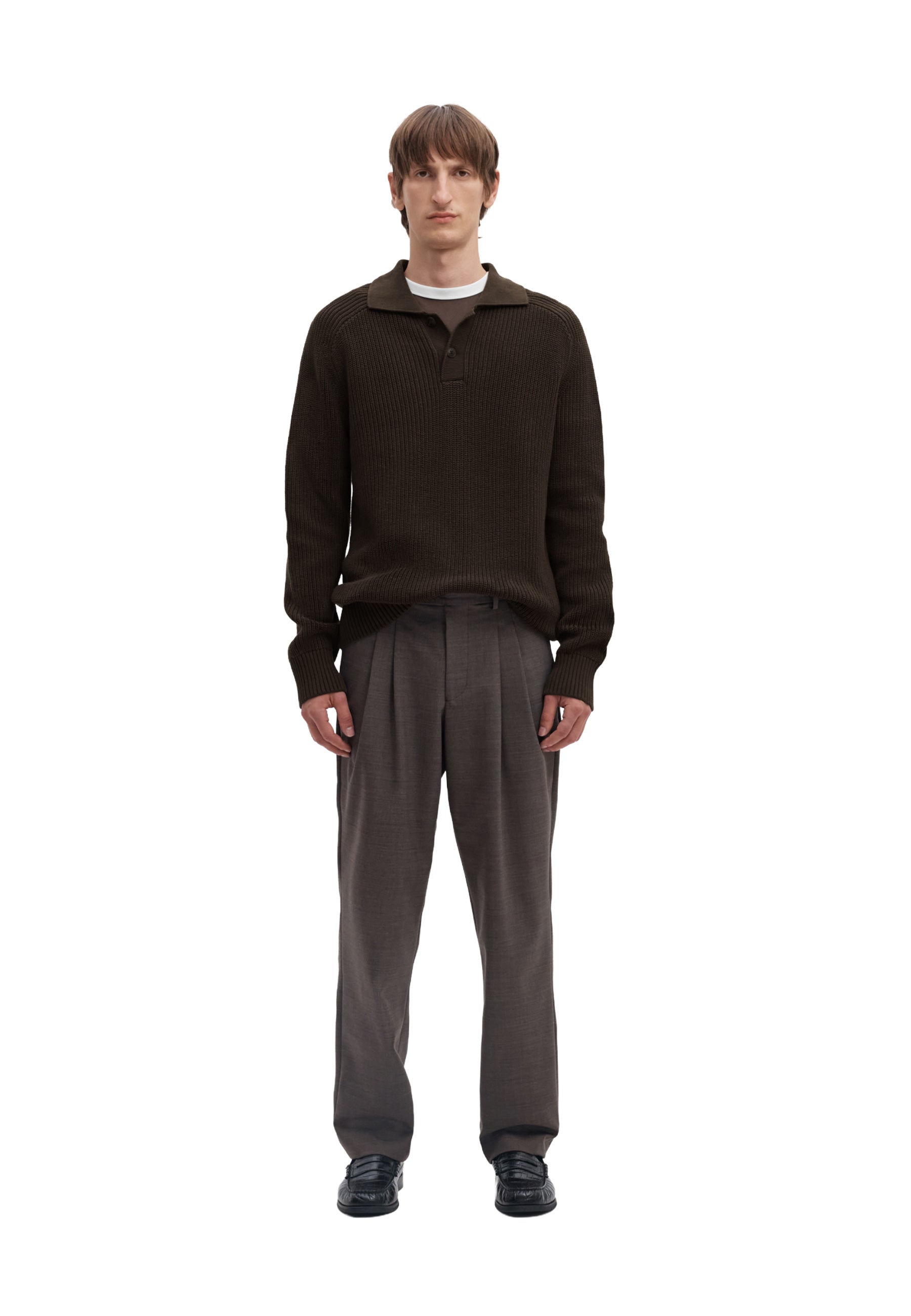 Polo Marrone Selected Homme Black
