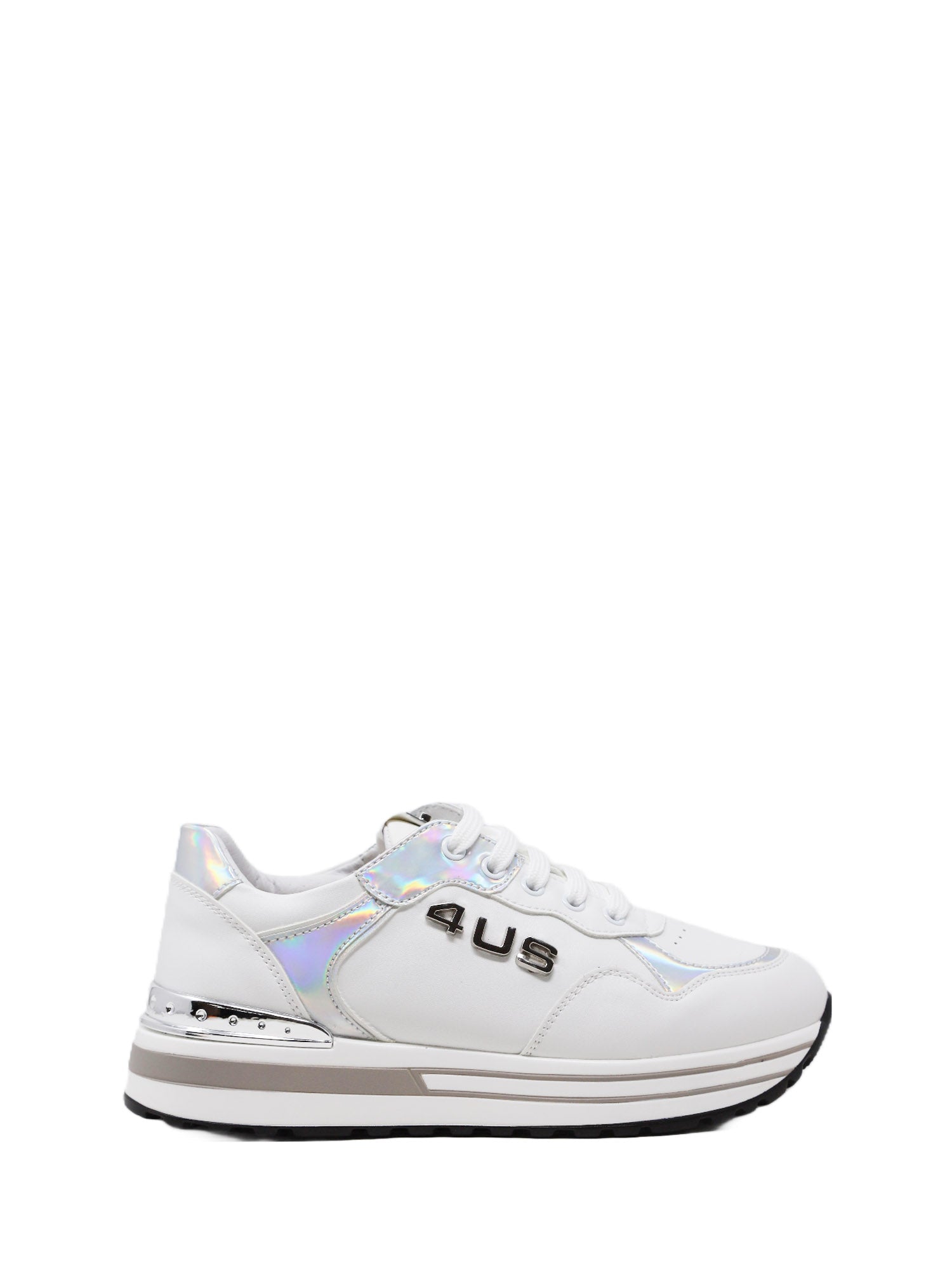Sneakers Bianco Argento 4us
