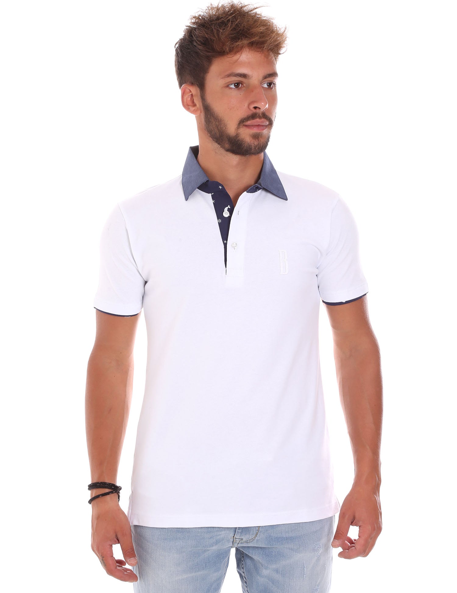 Polo Bianco Blu Bradano