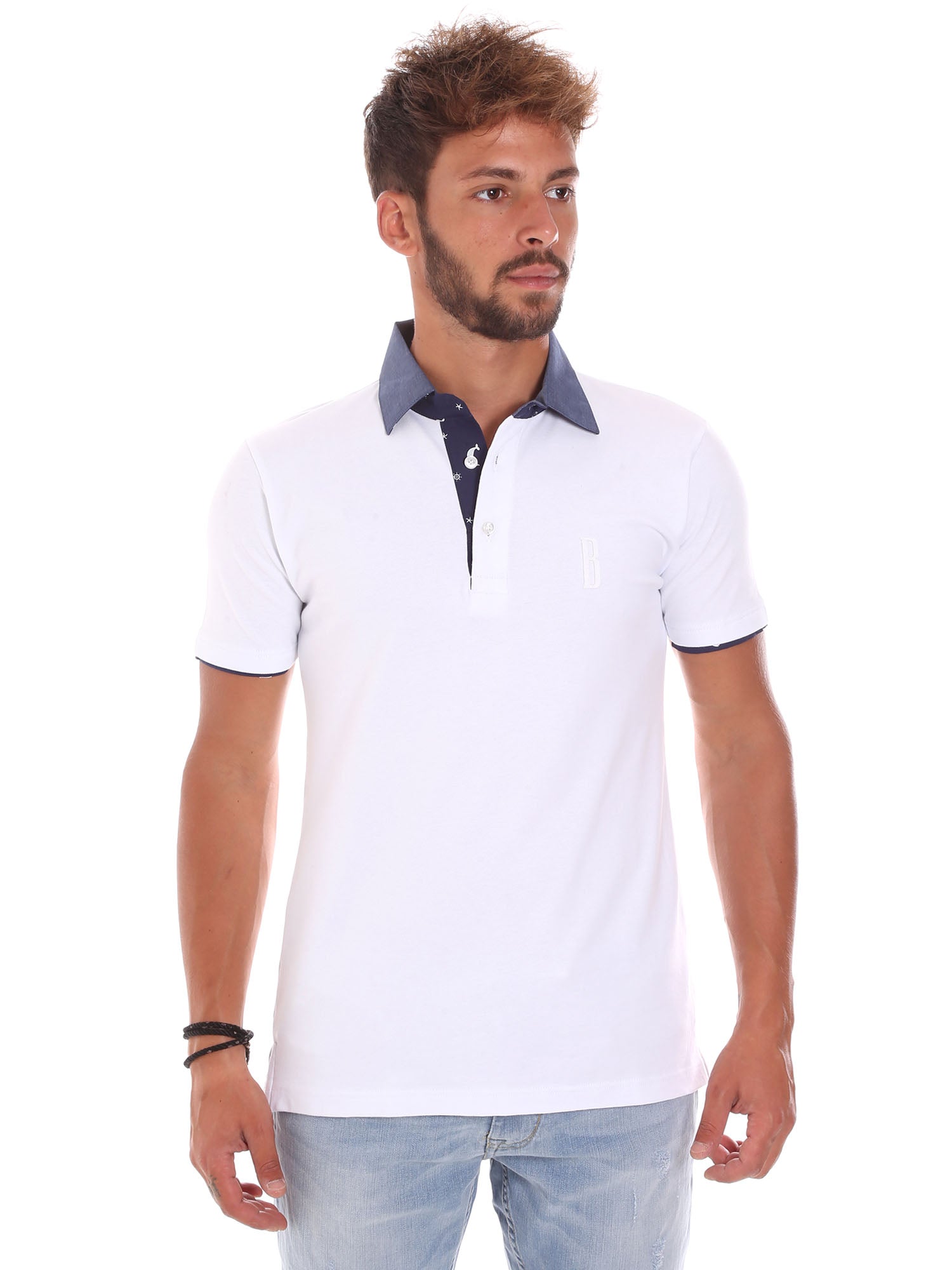 Polo Bianco Blu Bradano
