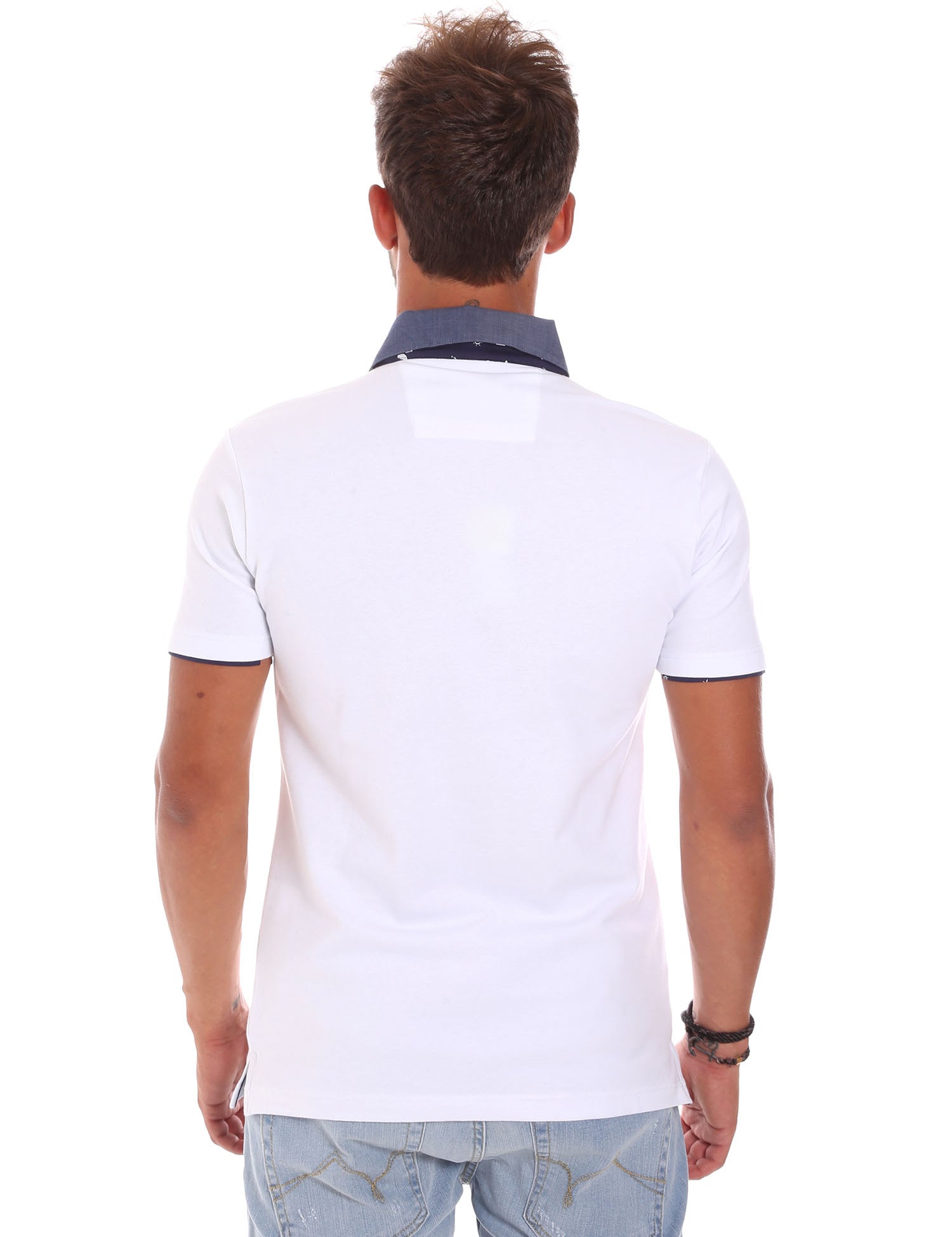 Polo Bianco Blu Bradano