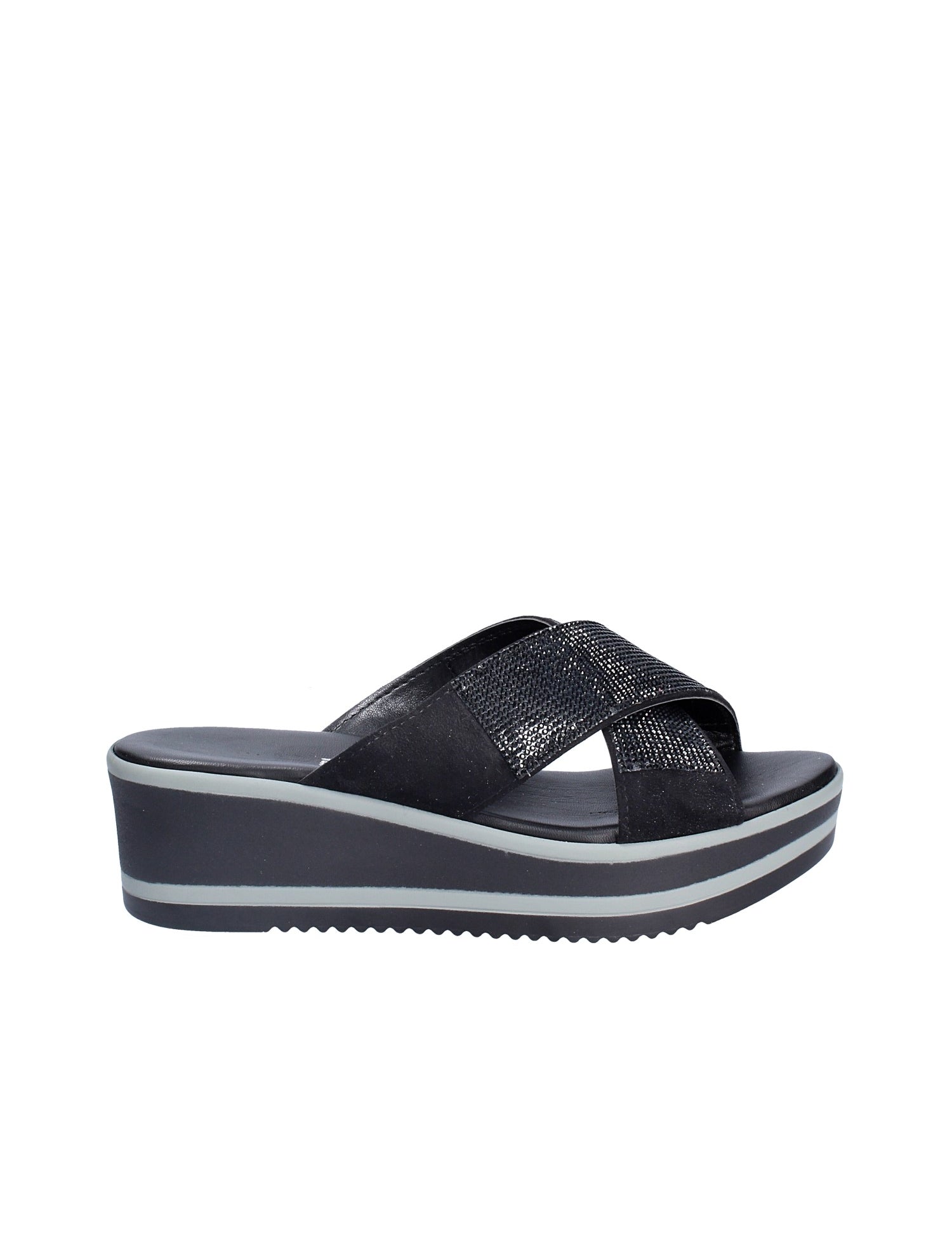 Sandali zeppa Nero Grace Shoes