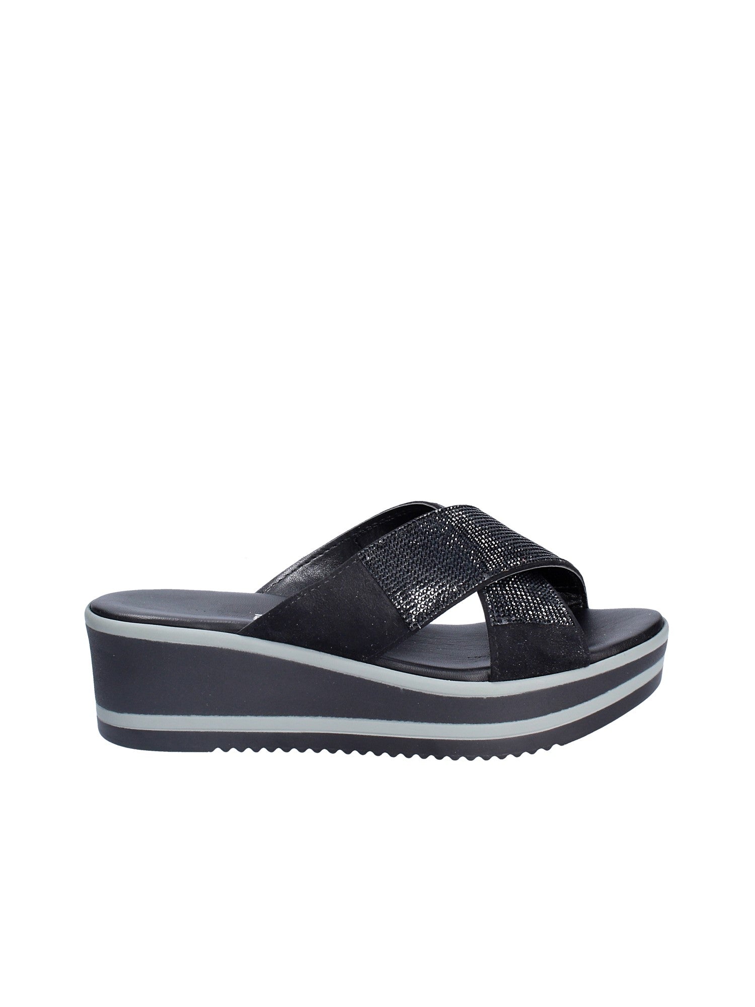 Sandali zeppa Nero Grace Shoes