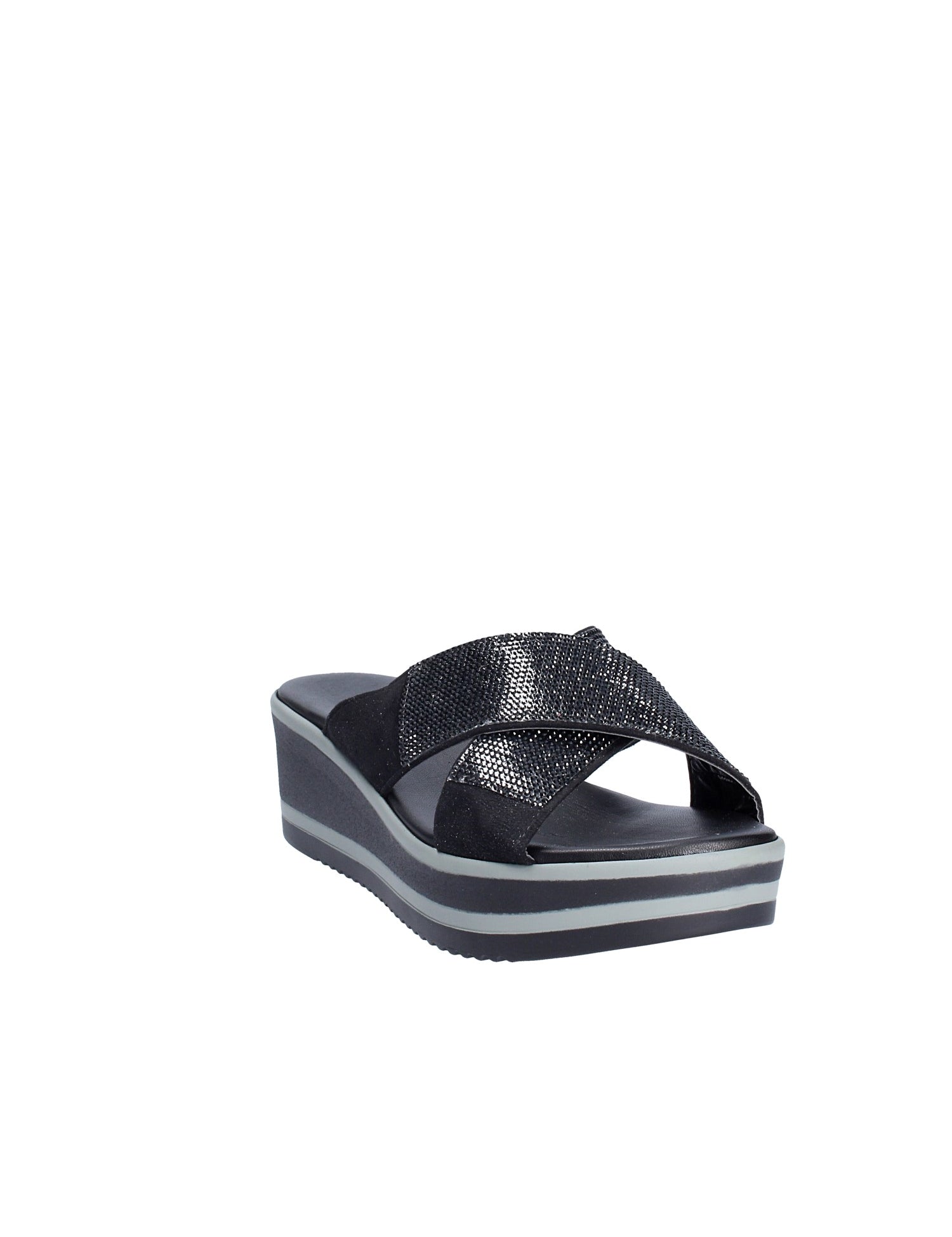 Sandali zeppa Nero Grace Shoes