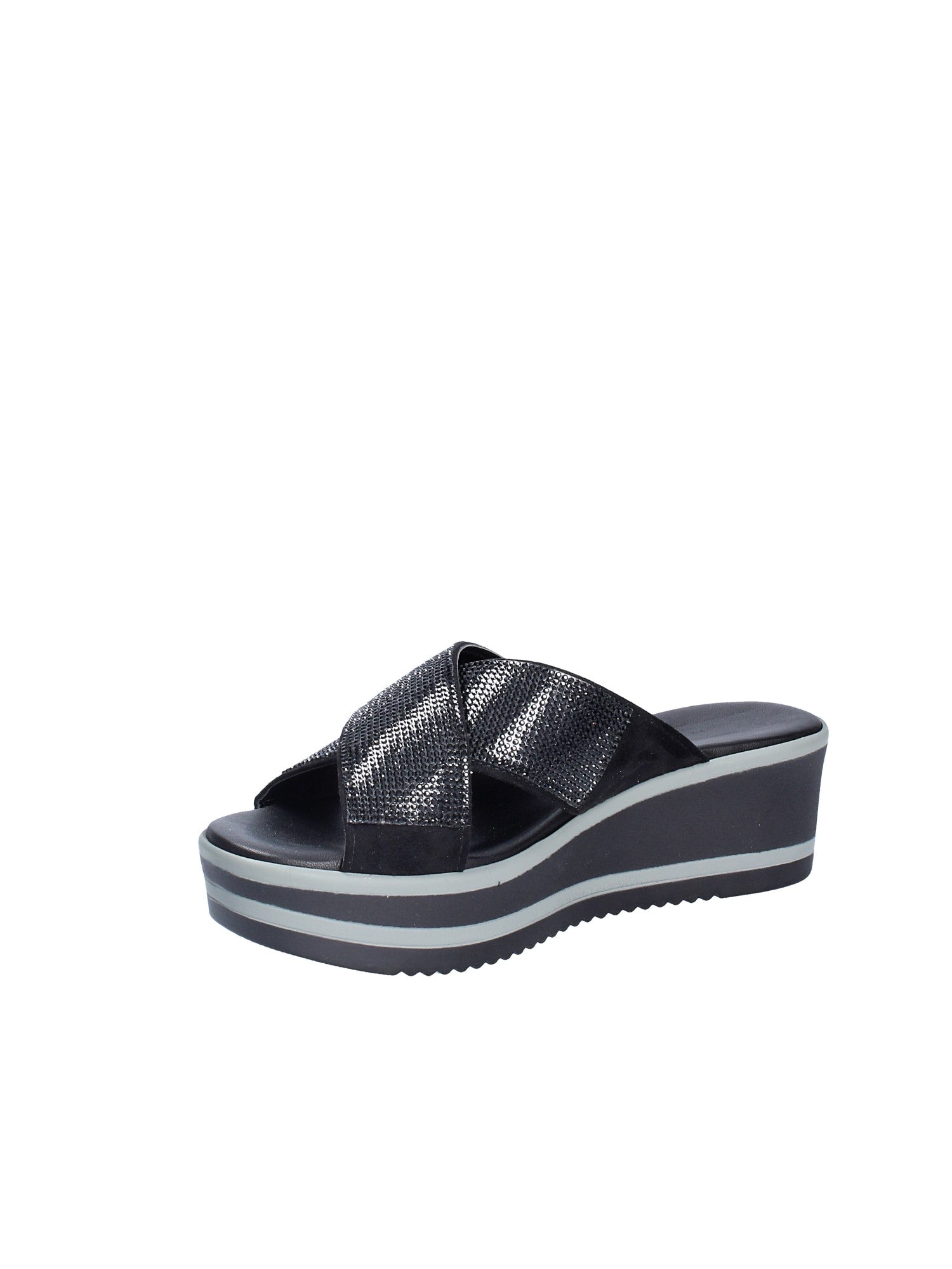 Sandali zeppa Nero Grace Shoes