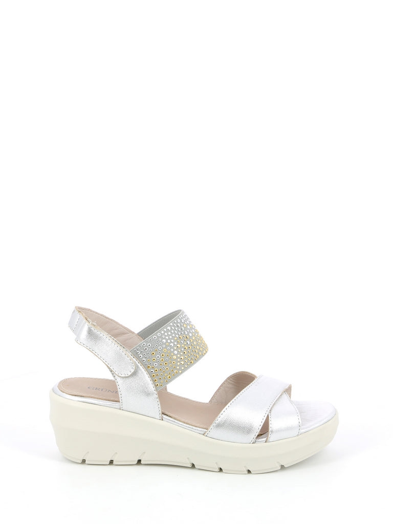 Sandali zeppa Argentato Grunland