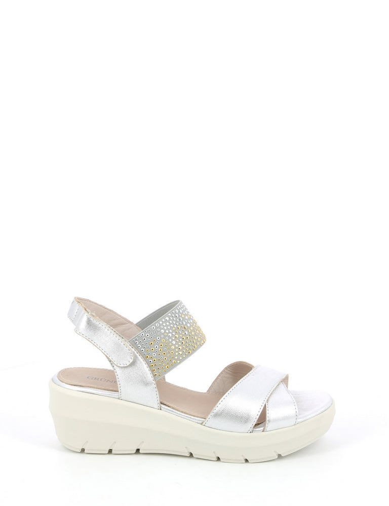 Sandali zeppa Argentato Grunland