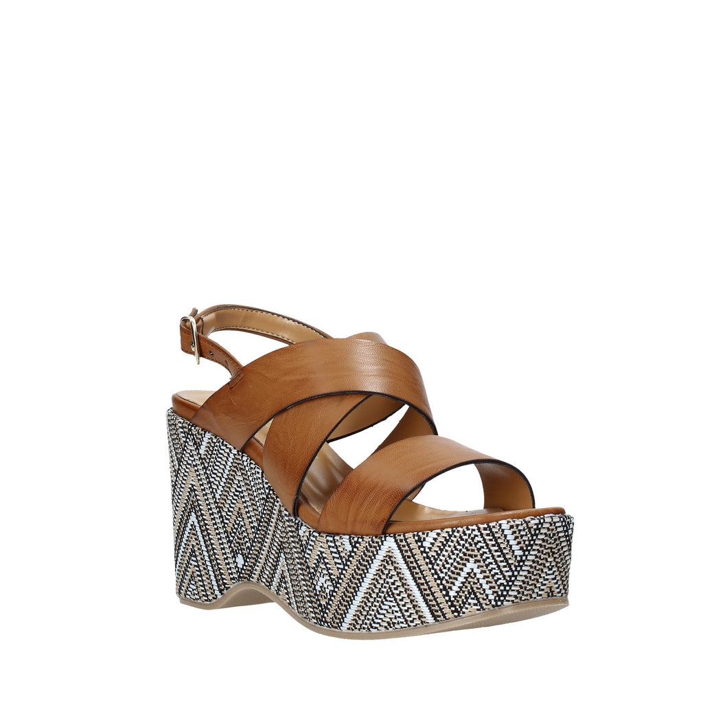 Sandali zeppa Cammello Grace Shoes