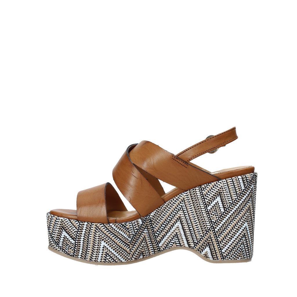 Sandali zeppa Cammello Grace Shoes