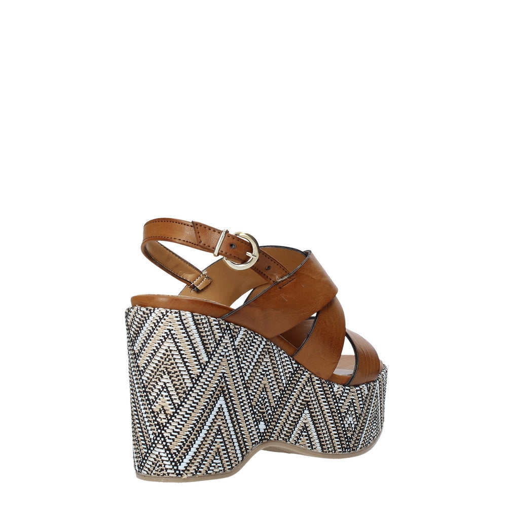 Sandali zeppa Cammello Grace Shoes