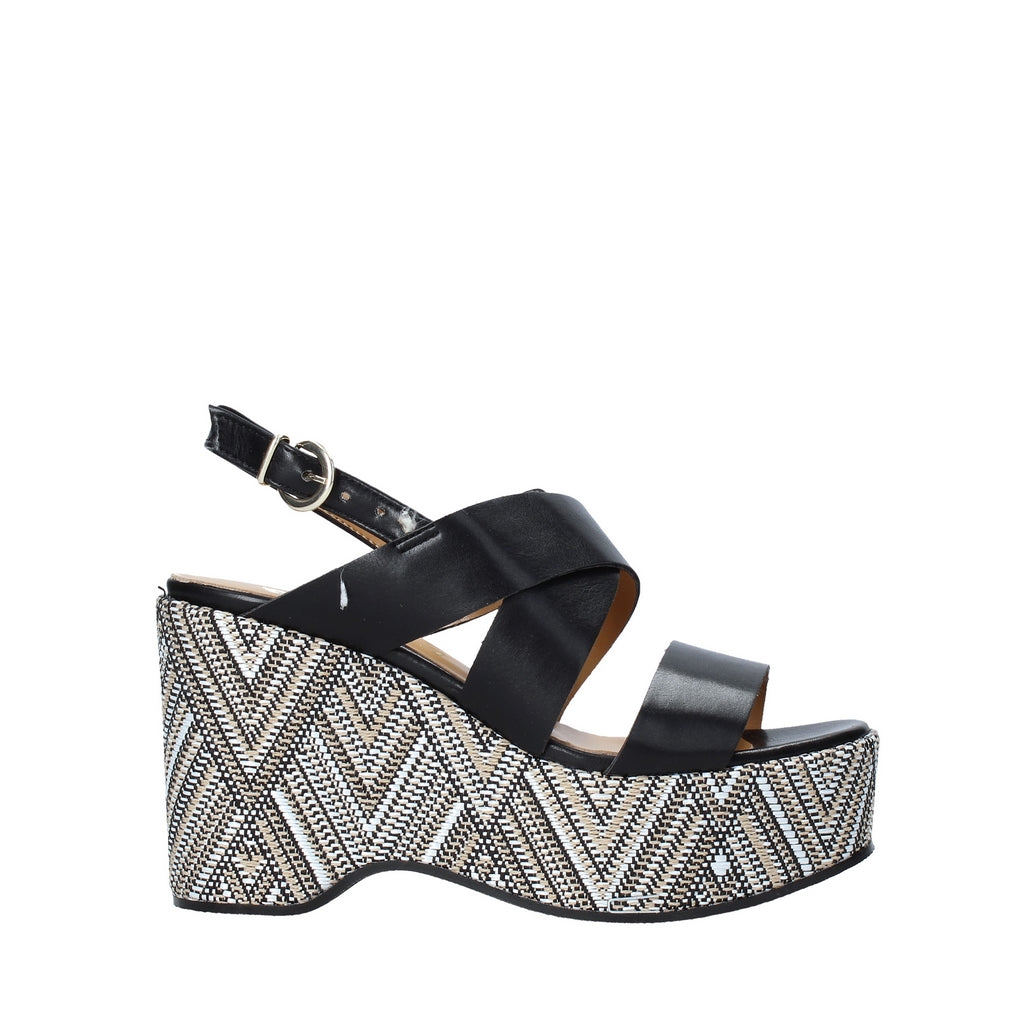 Sandali zeppa Nero Grace Shoes