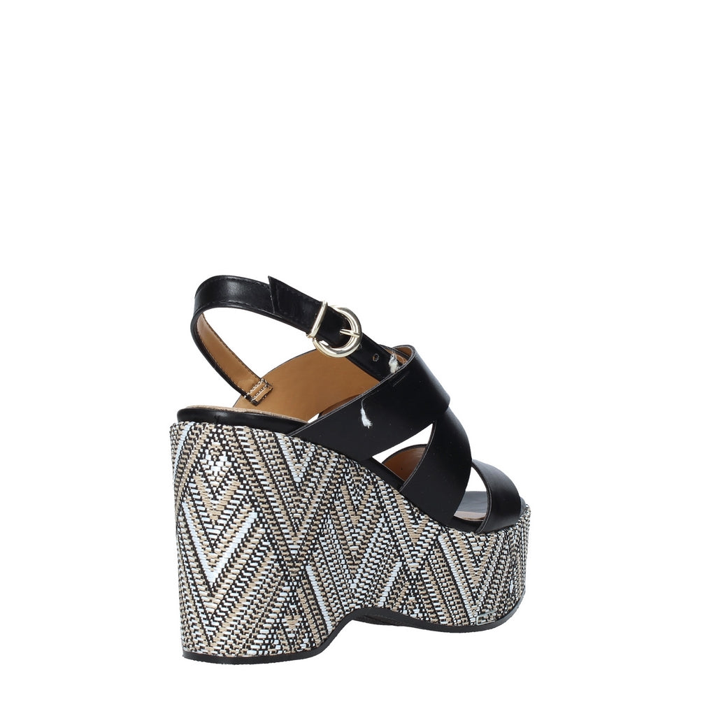 Sandali zeppa Nero Grace Shoes