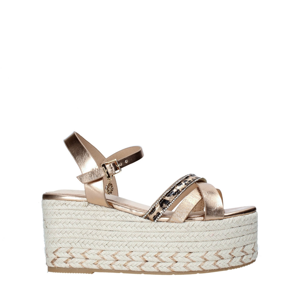 Sandali zeppa Beige Gold&gold