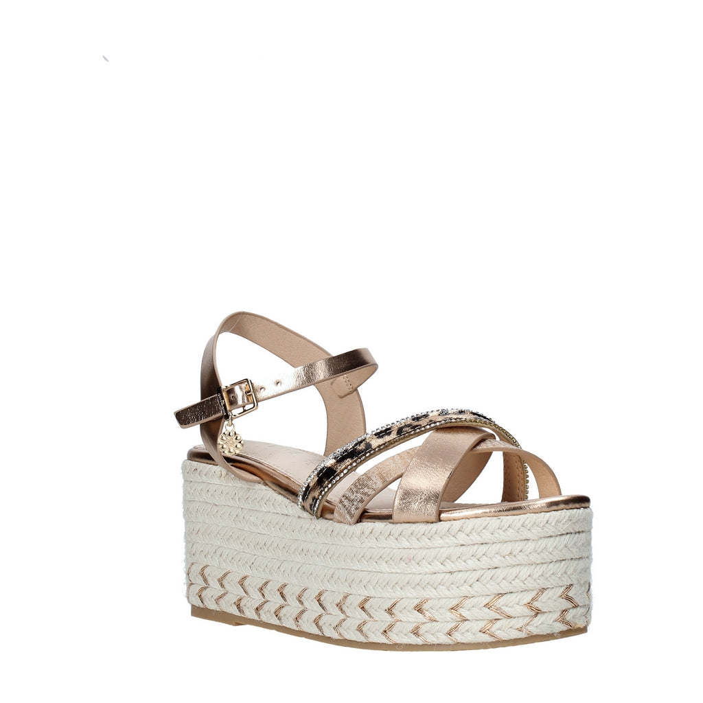 Sandali zeppa Beige Gold&gold